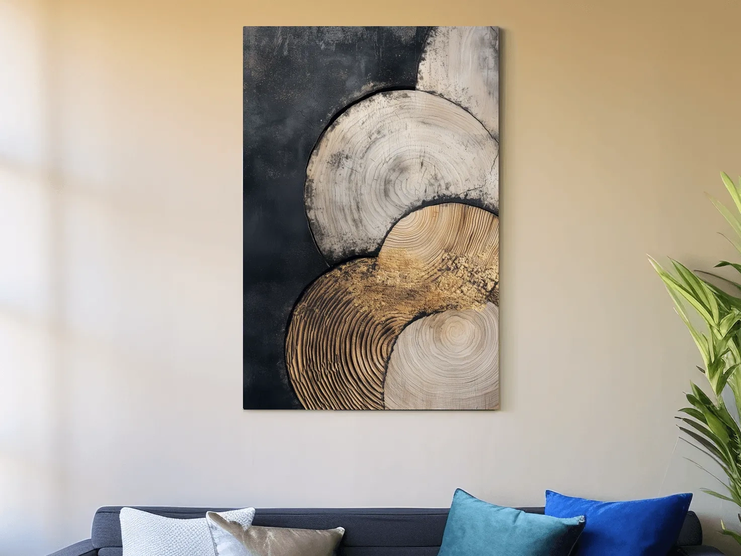 Abstract Wood Grain Texture Circles - Modern Geometric Wall Art