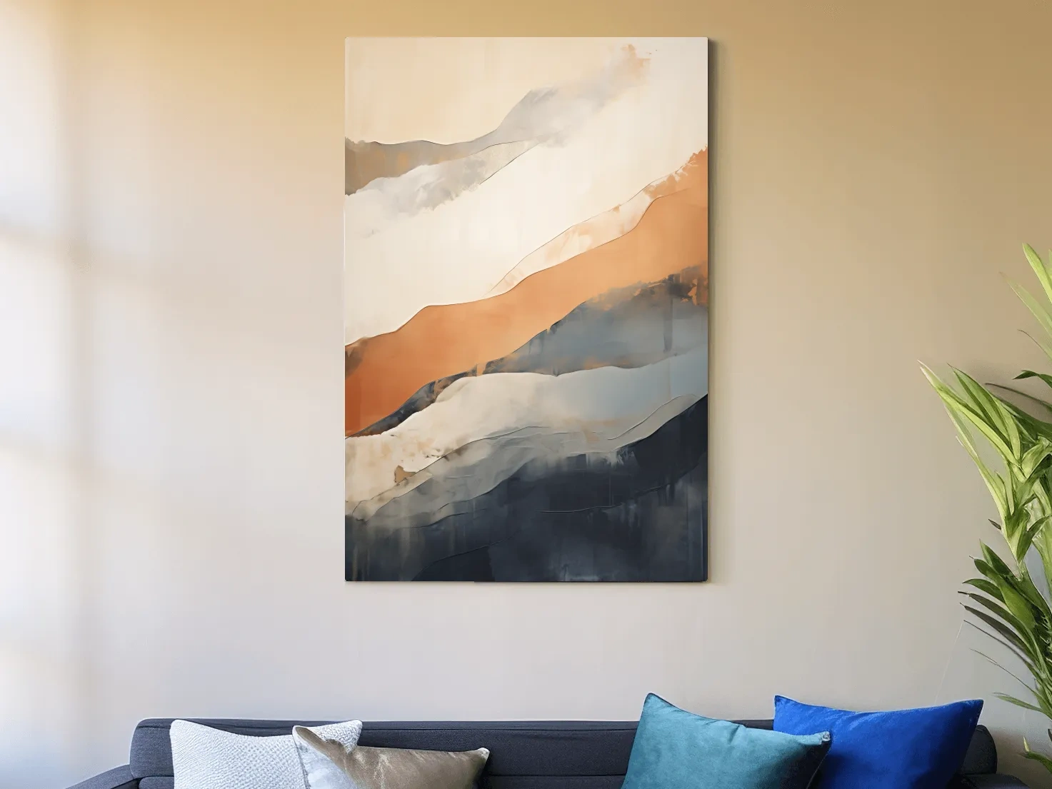 Minimalist Abstract Mountain Layers Painting - Modern Watercolor Landscape Wall Art