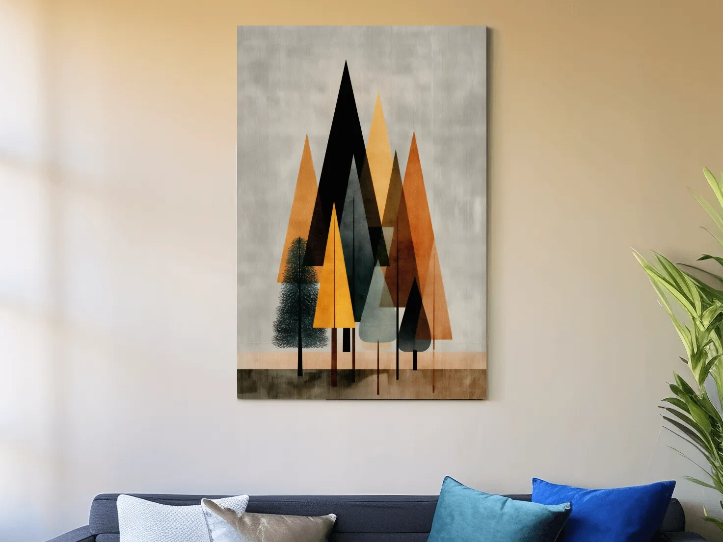 Minimalist Geometric Pine Tree Forest - Mid Century Modern Scandinavian Wall Art