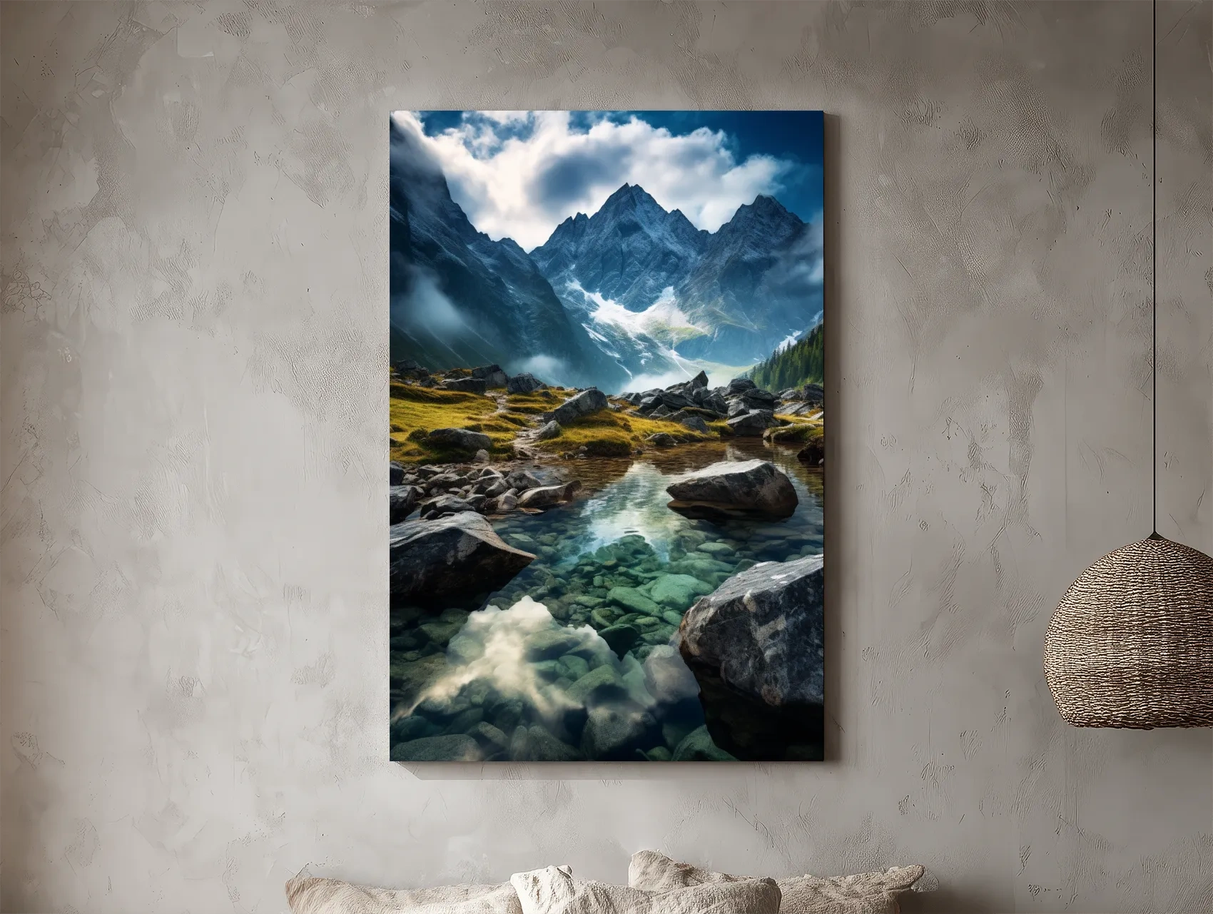Moody Alpine Mountain Lake Reflection - Dramatic Landscape Photography Wall Art