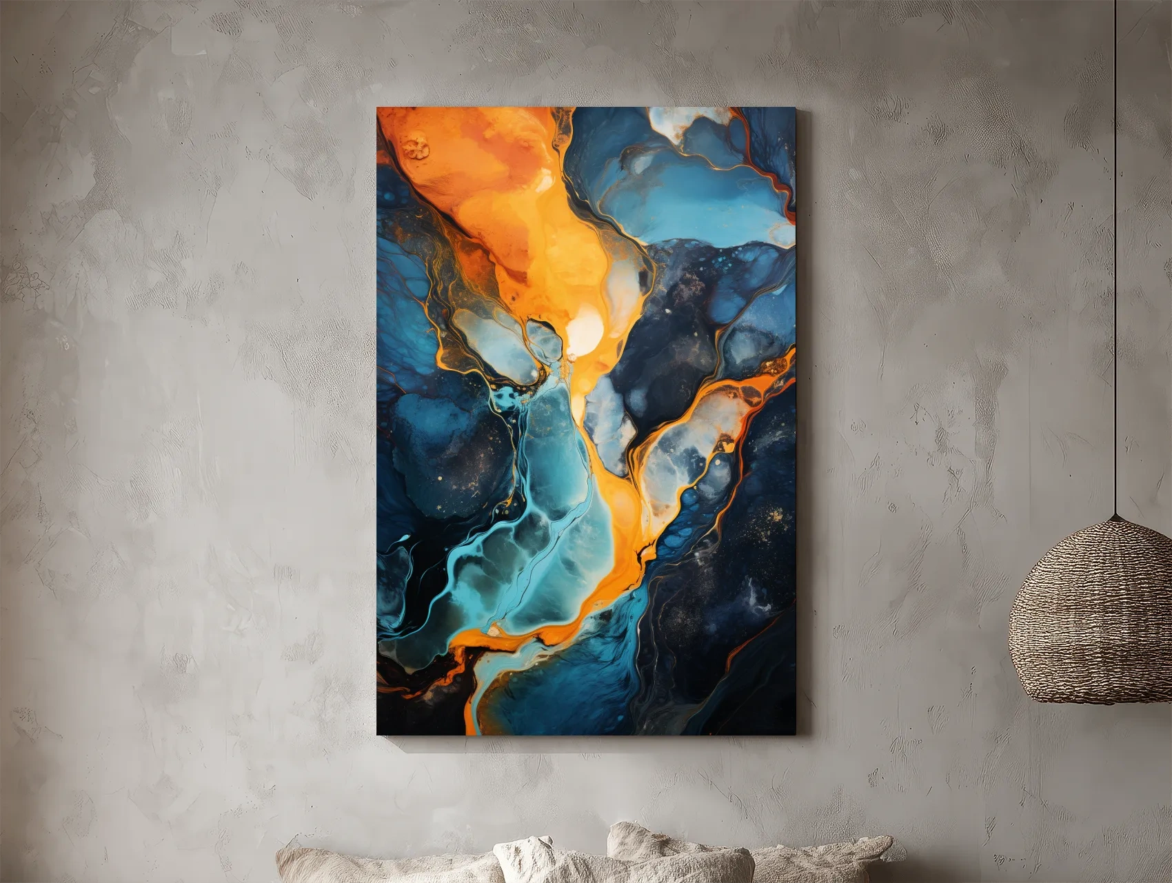 Vibrant Fluid River Abstract Painting - Alcohol Ink Style Wall Art