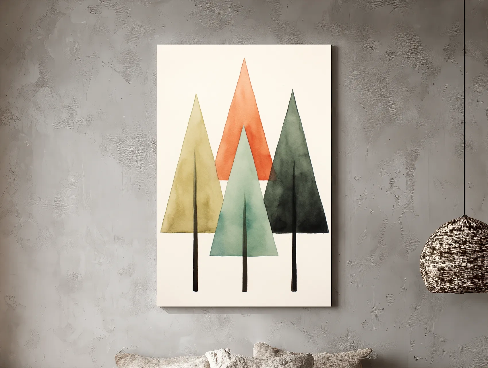 Minimalist Watercolor Pine Tree Trio - Scandinavian Forest Wall Art