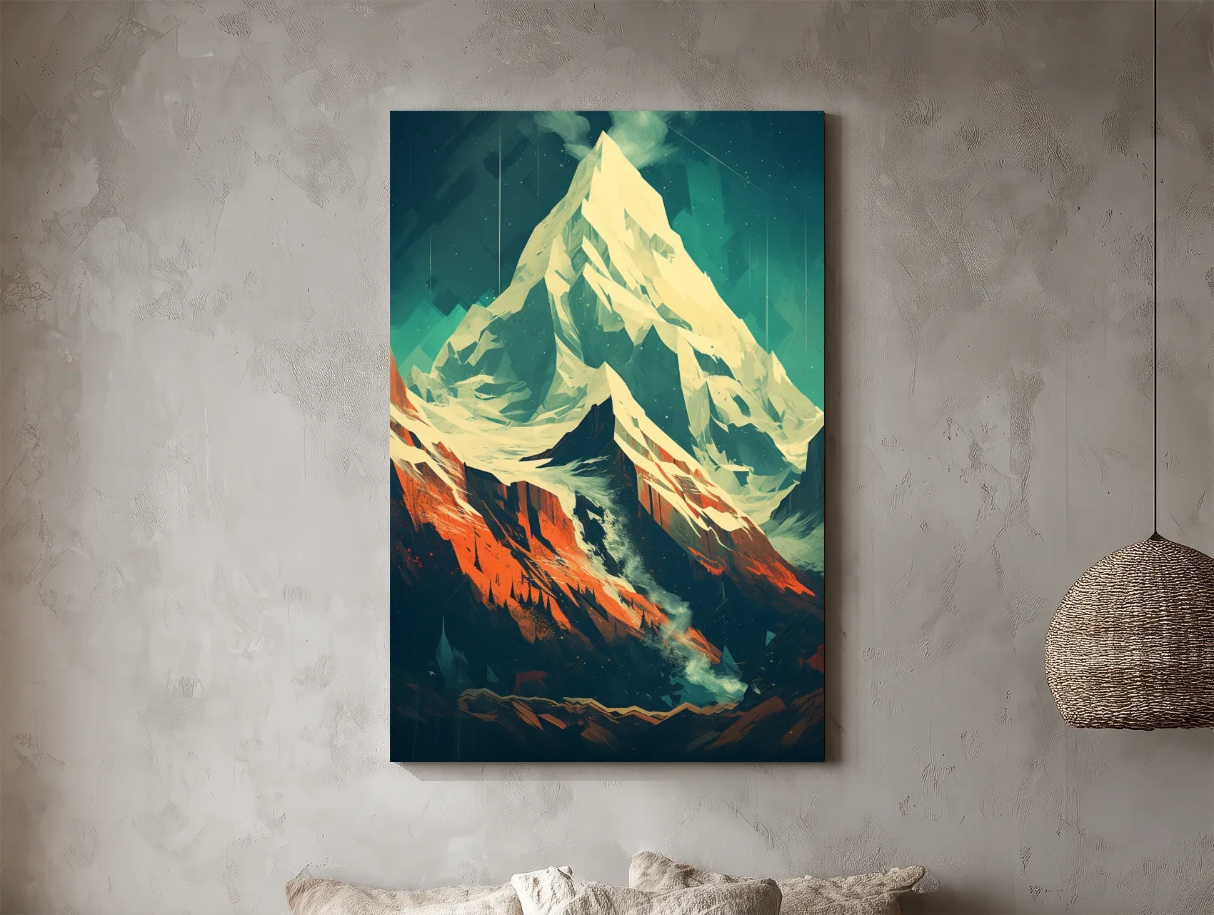 Retro Geometric Glacier Mountain Peak Artwork - Alpine Landscape Wall Art