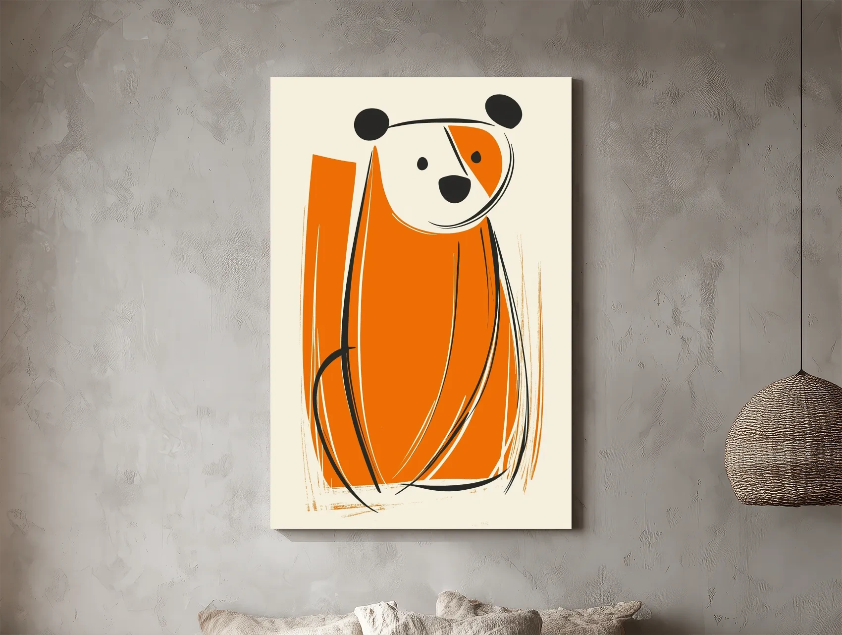 Minimalist Bear Caricature Illustration - Modern Nursery Wall Art