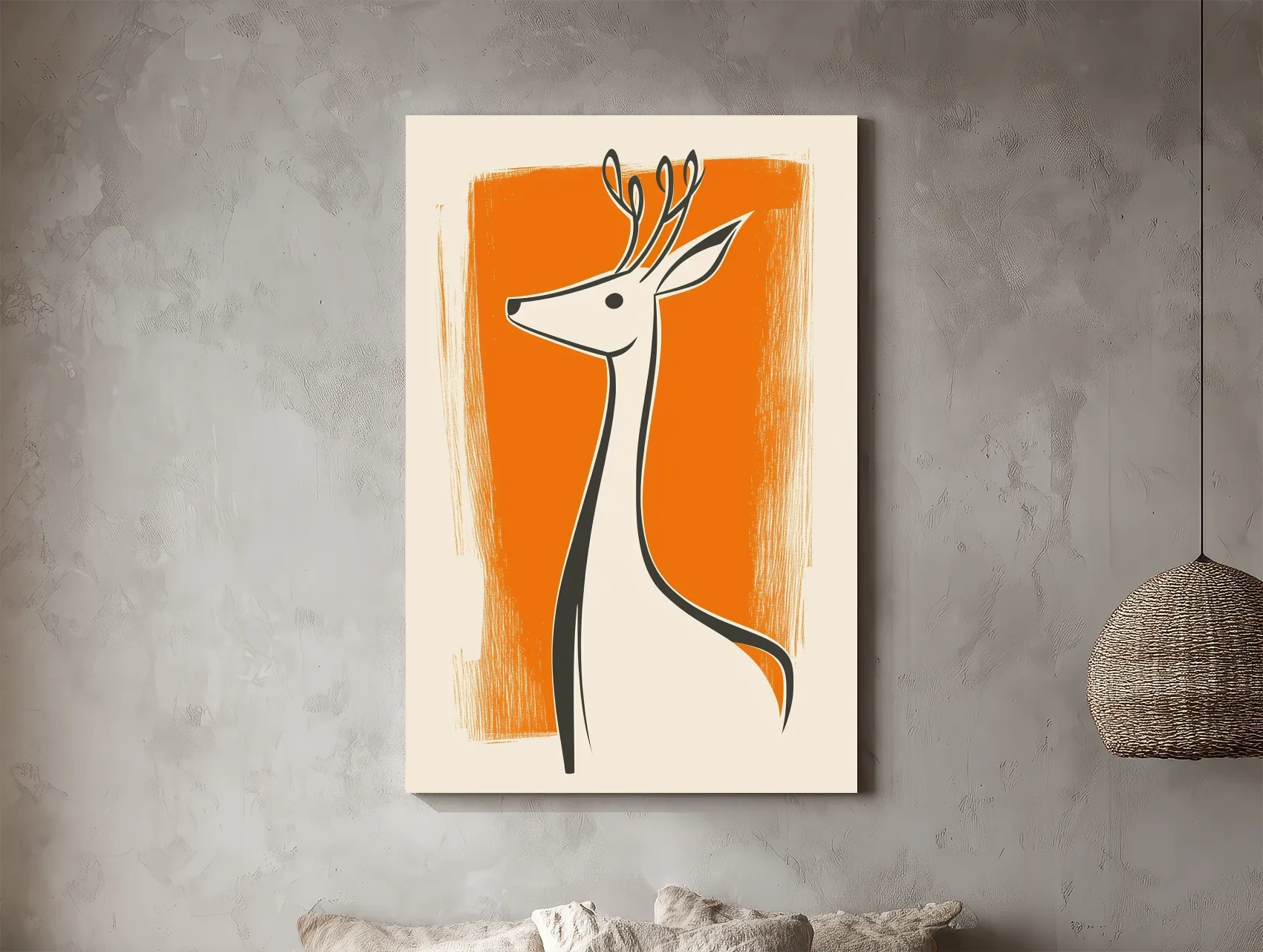 Minimalist Deer Caricature Illustration - Modern Wildlife Wall Art