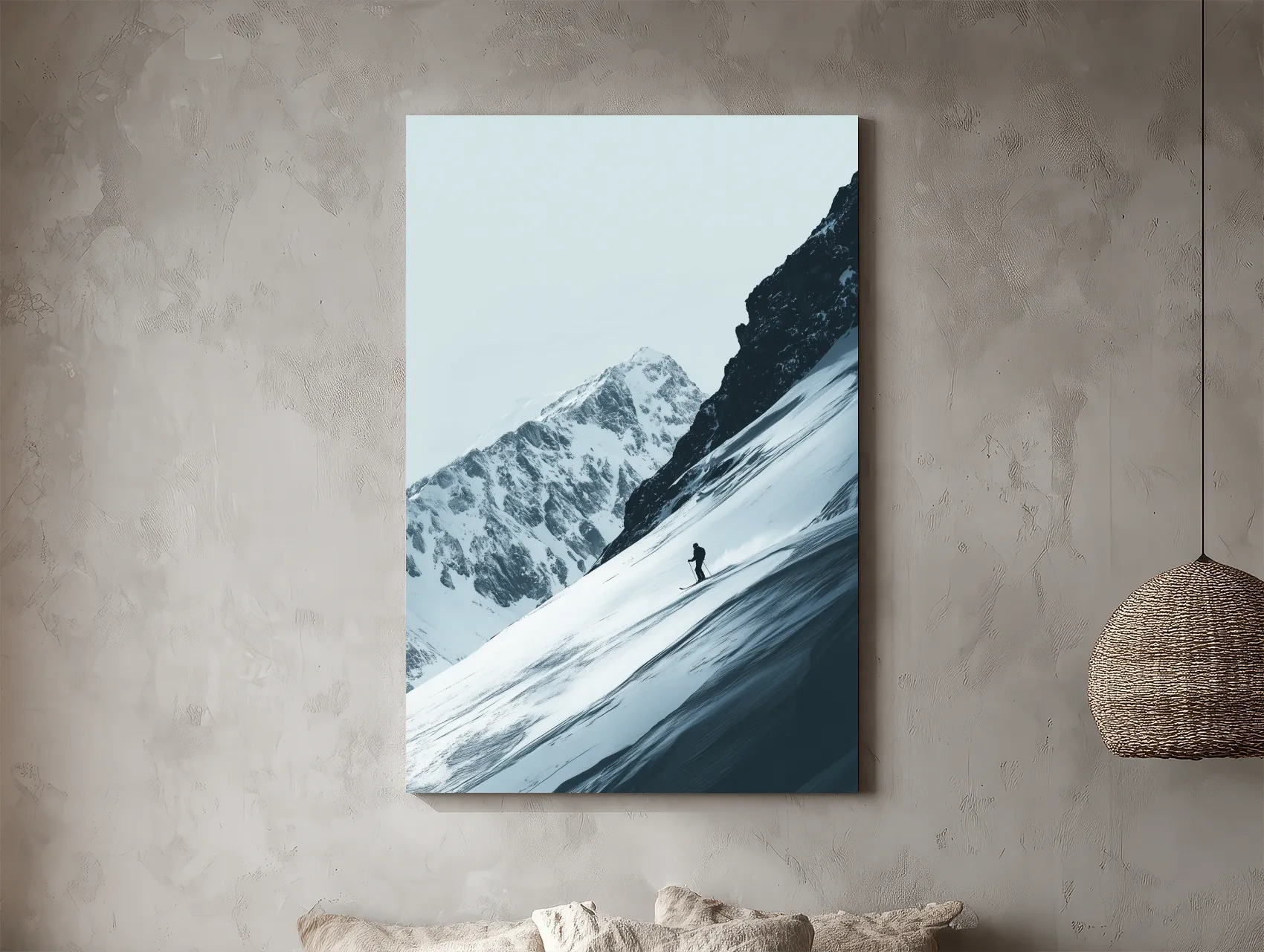 Snowy Alpine Skier Artwork - Minimalist Ski Wall Art