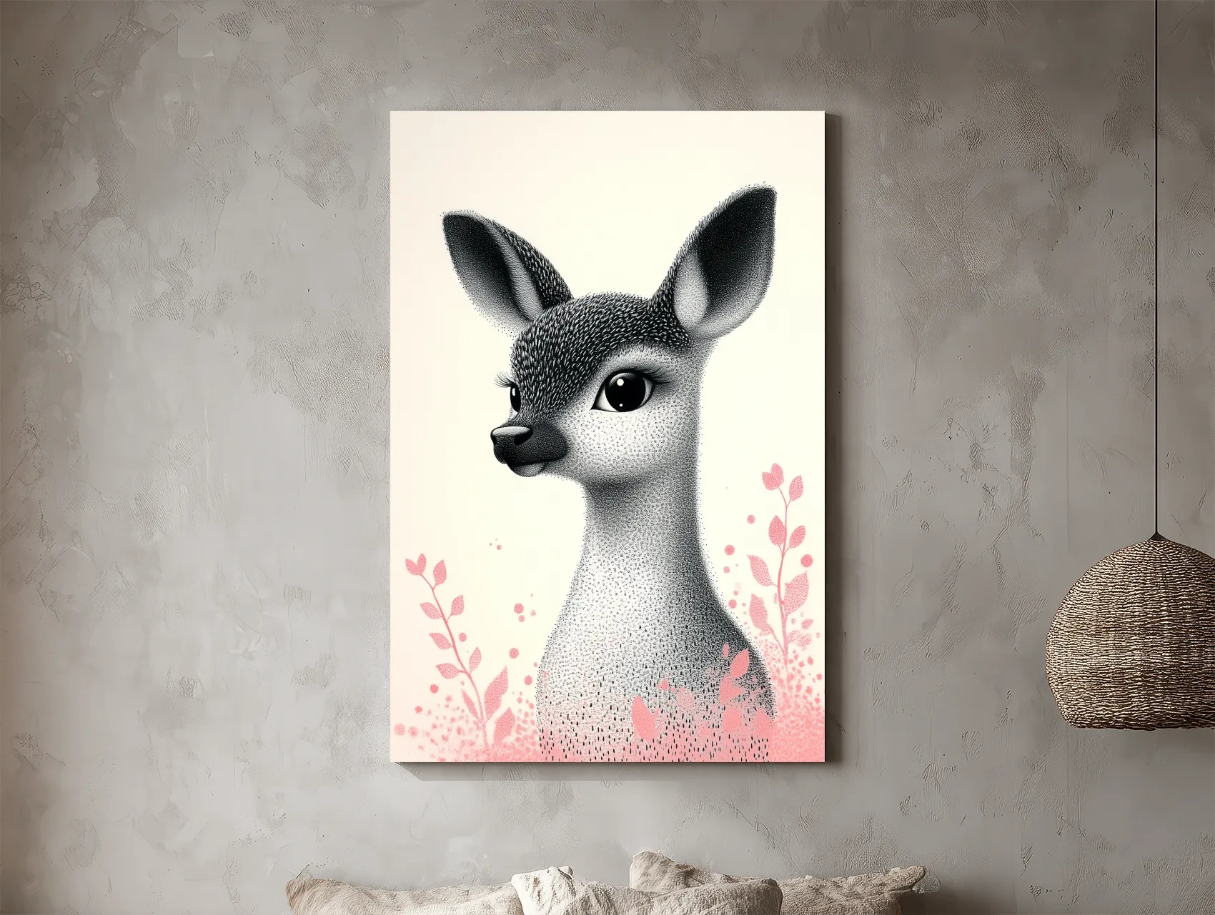 Cute Baby Deer Portrait Illustration - Childrens Nursery Animal Wall Art