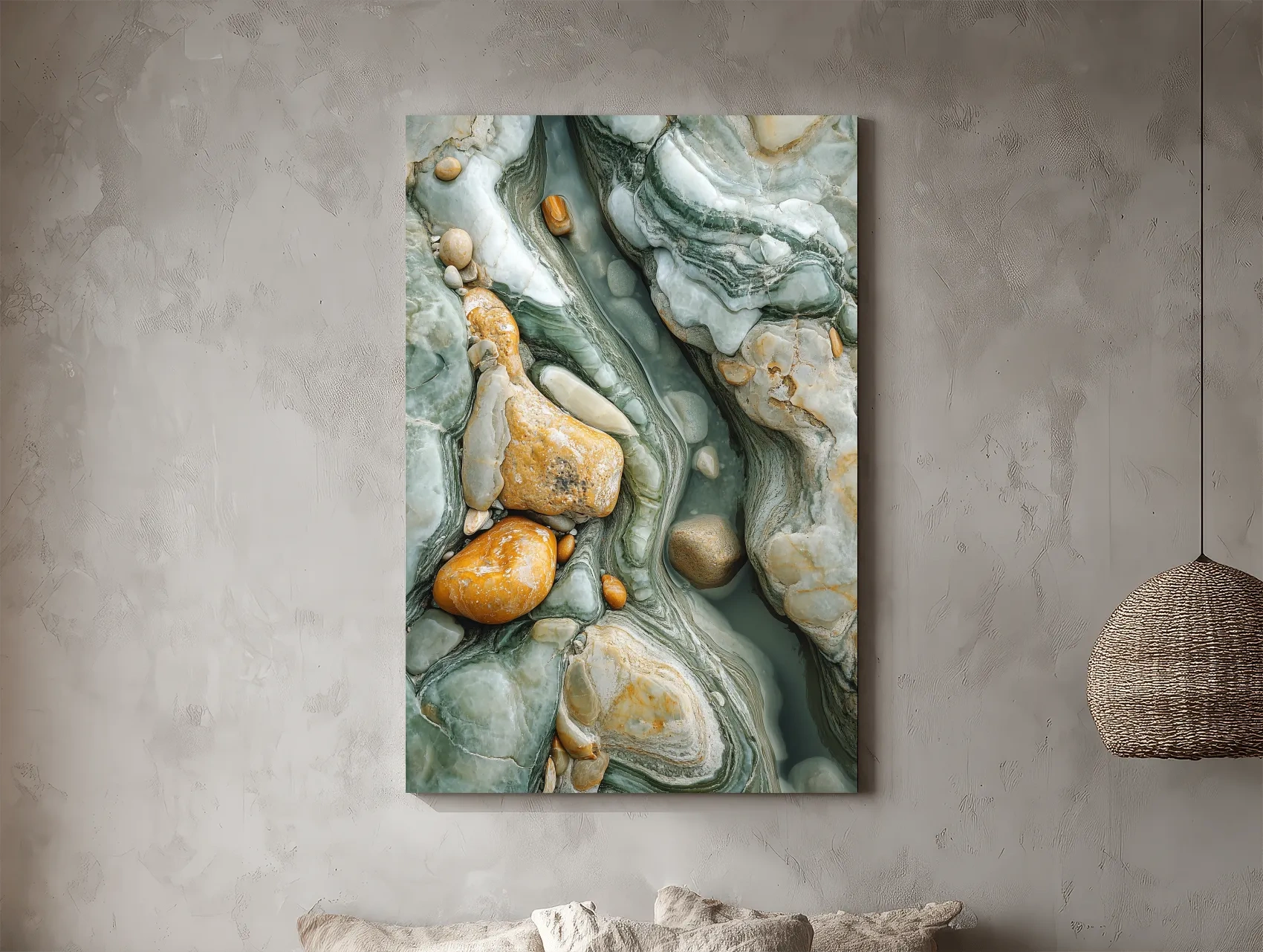 Abstract Agate Stone Riverbed Texture - Marble Geological Wall Art