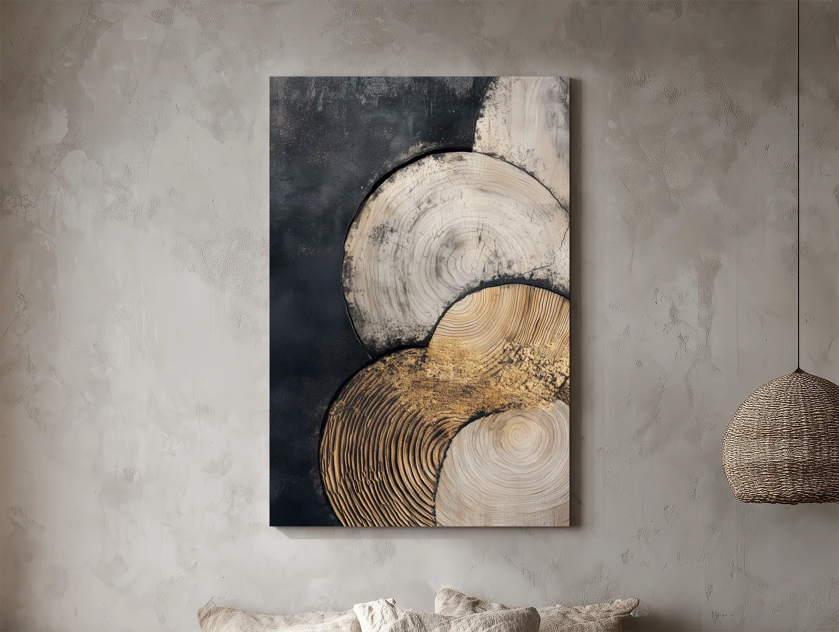 Abstract Wood Grain Texture Circles - Modern Geometric Wall Art