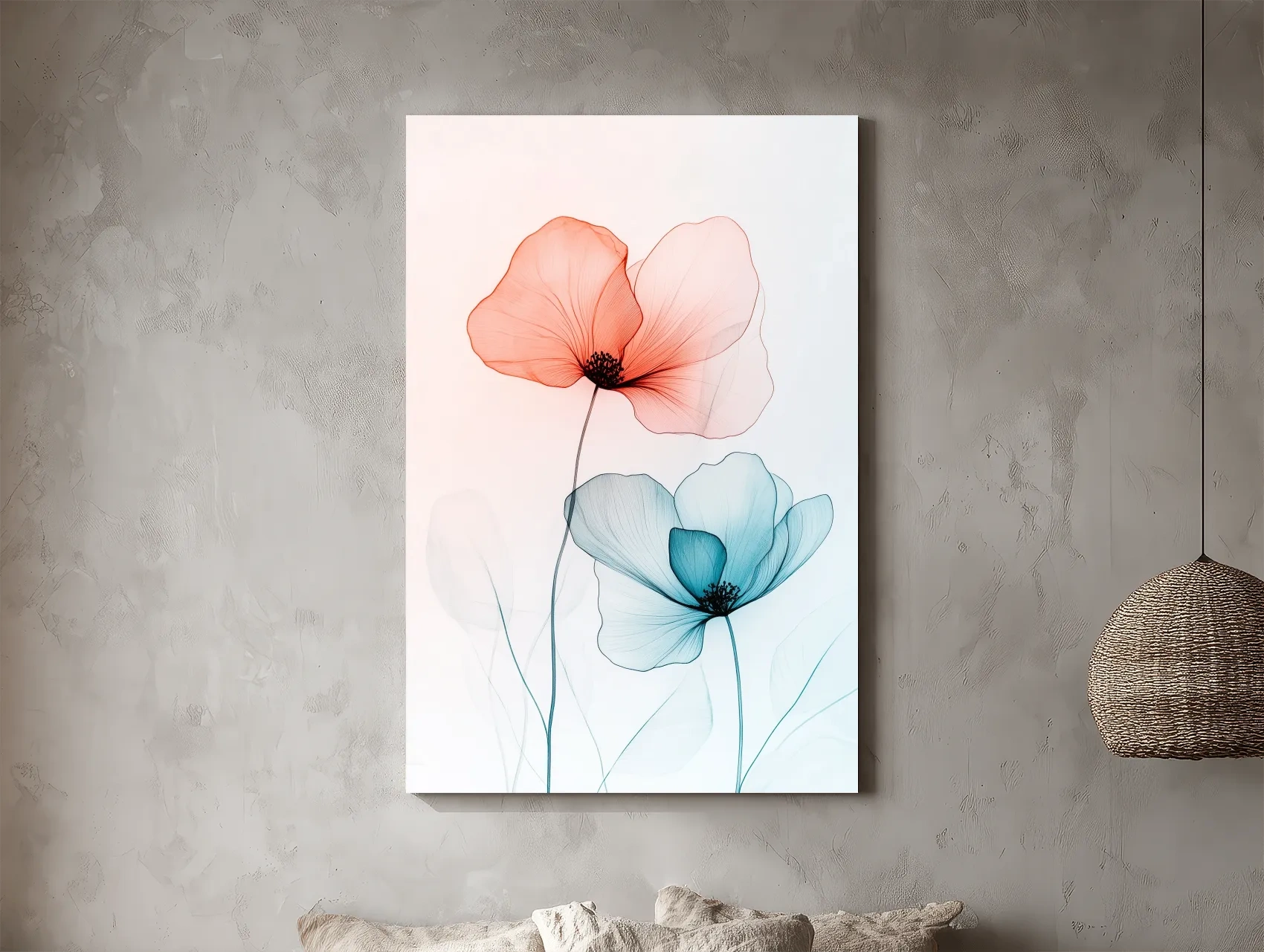 Minimalist Poppy Watercolor Print - Modern Botanical Floral Wall Art