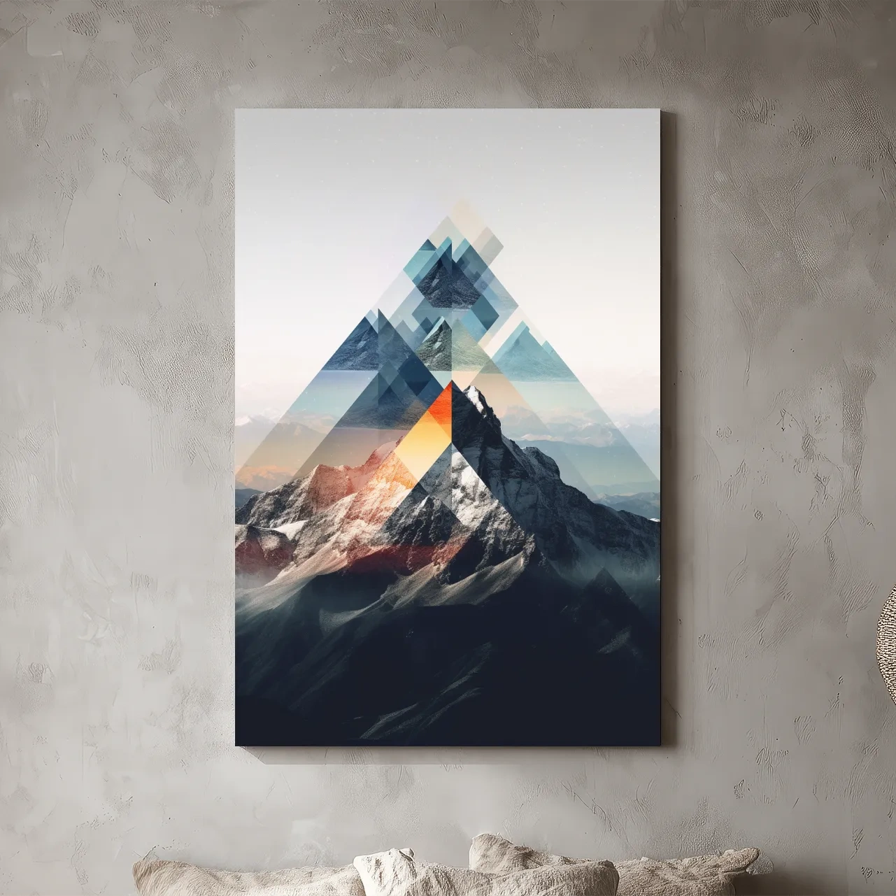Geometric Abstract Mountain Peak Collage - Minimalist Landscape Artwork