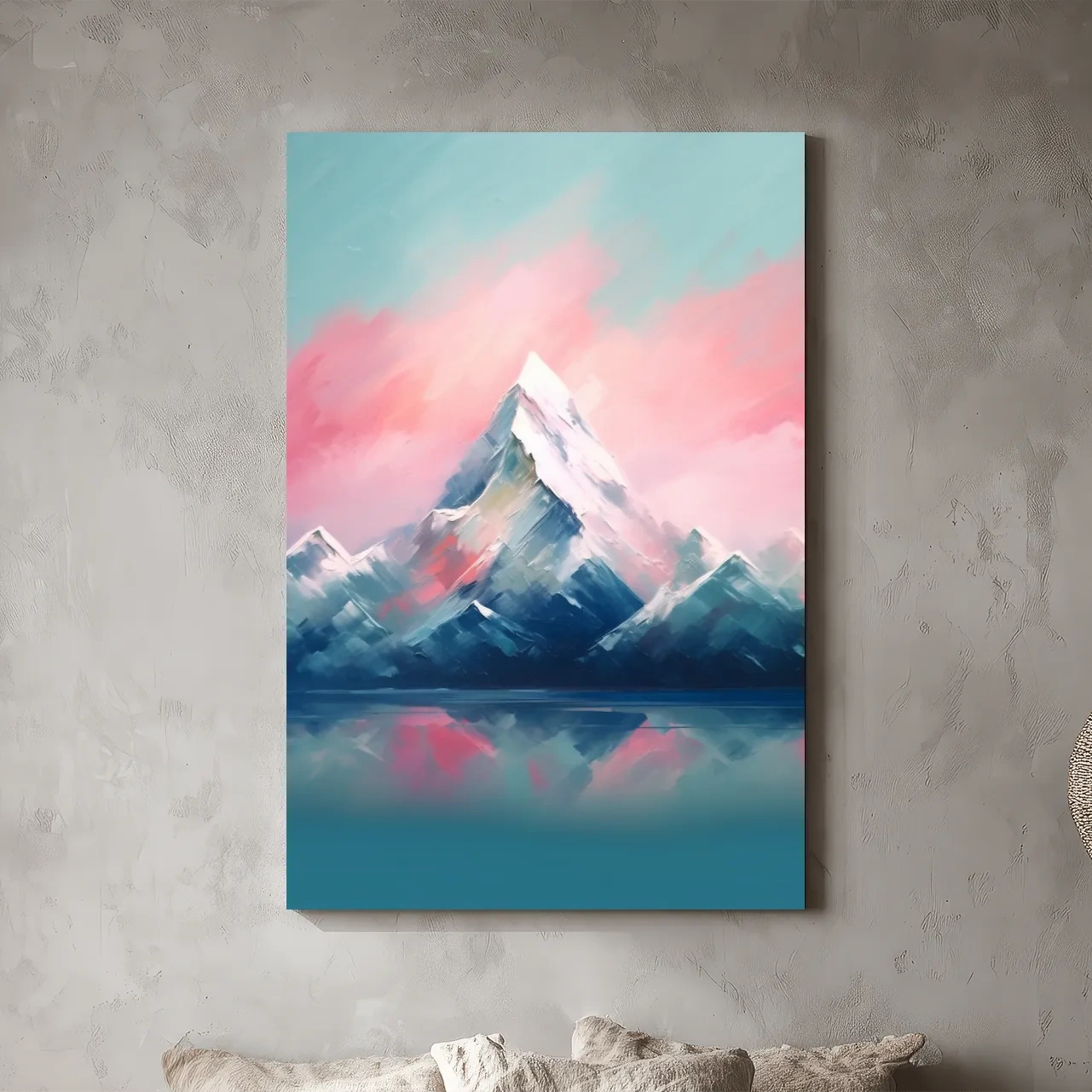 Pastel Alpine Peak Painting - Impressionism Watercolor Mountain Wall Art