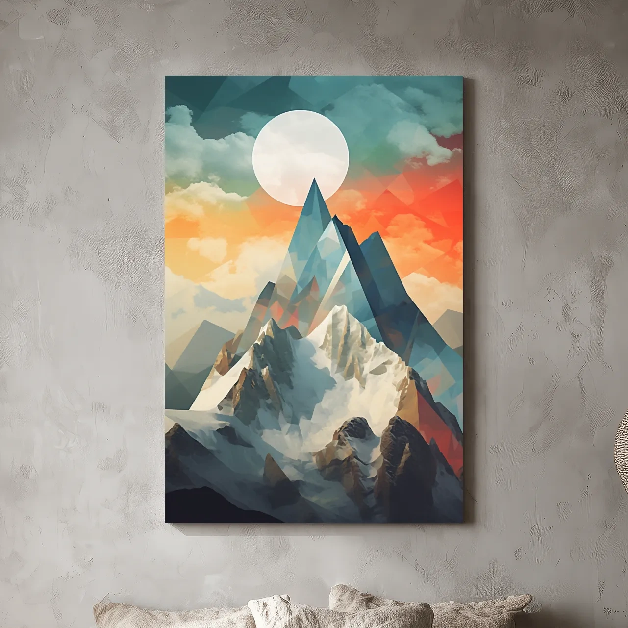 Suprematism Alpine Mountain Peak Sunrise - Abstract Landscape Wall Art