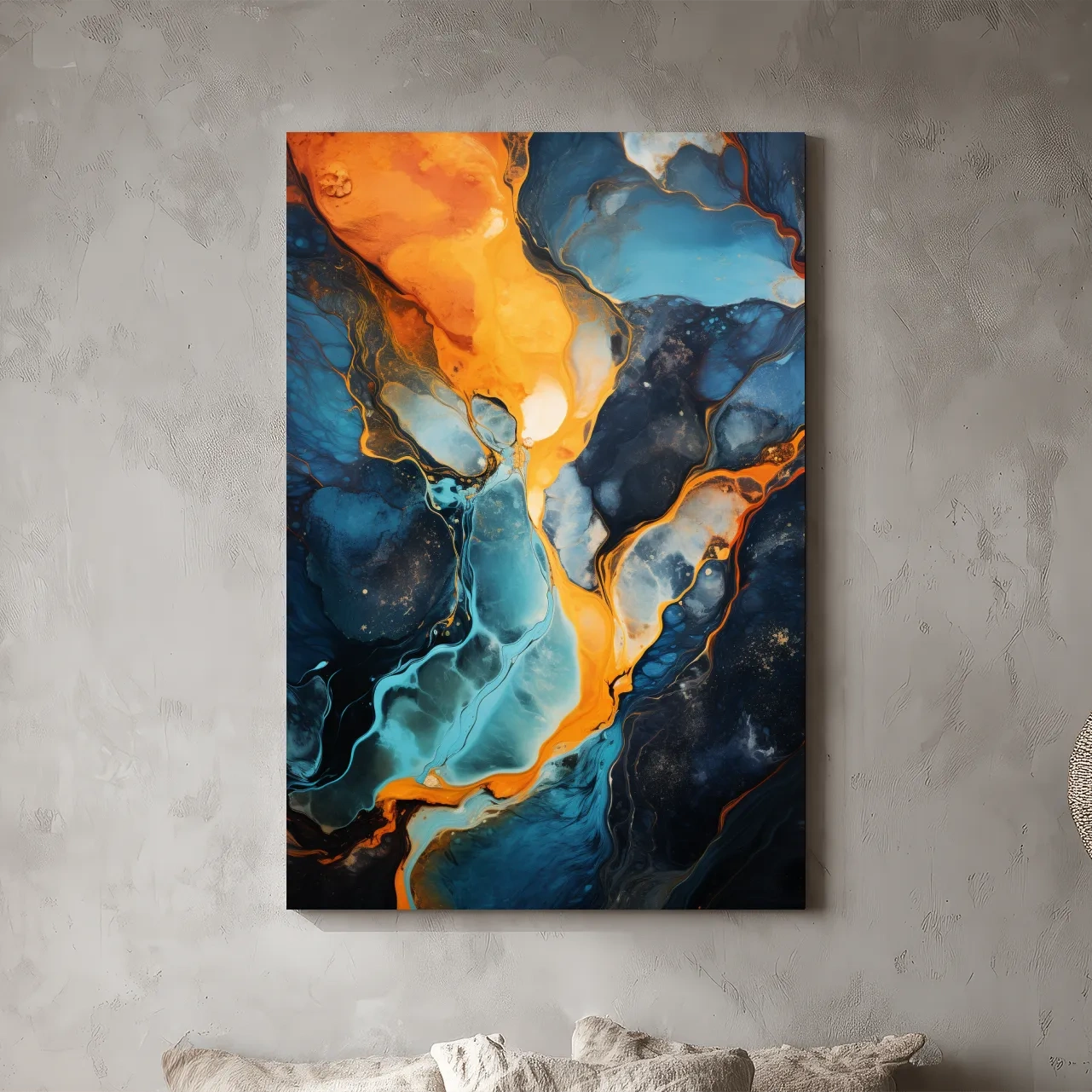 Vibrant Fluid River Abstract Painting - Alcohol Ink Style Wall Art