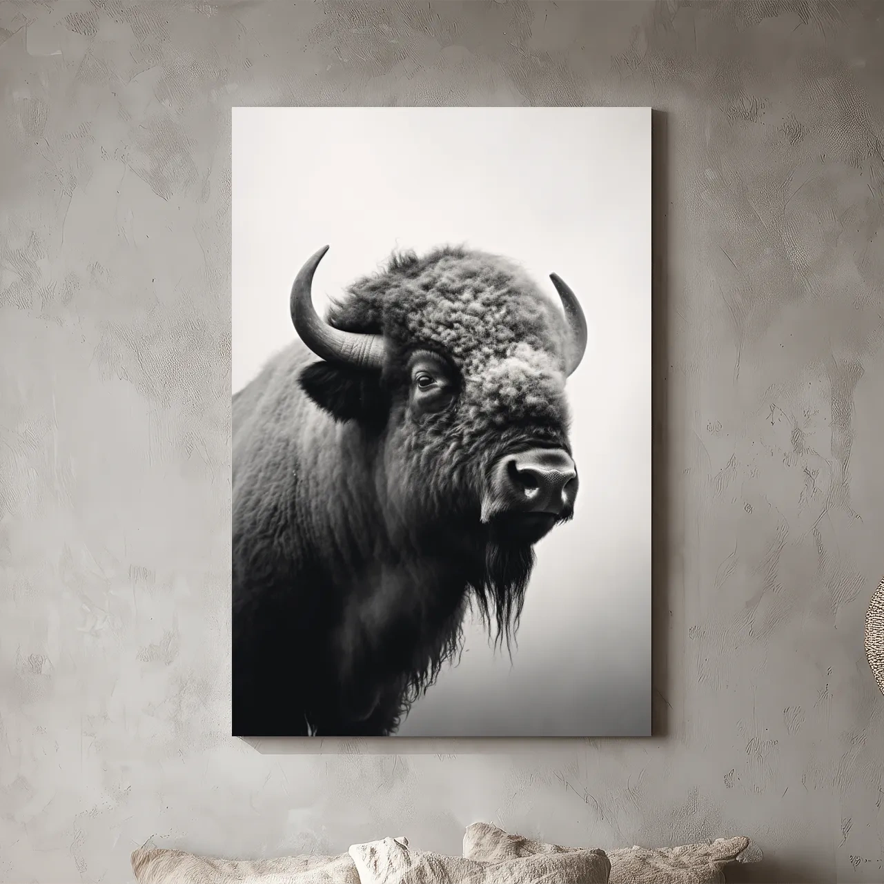 Black And White Bison Portrait - Wildlife Photography Wall Art