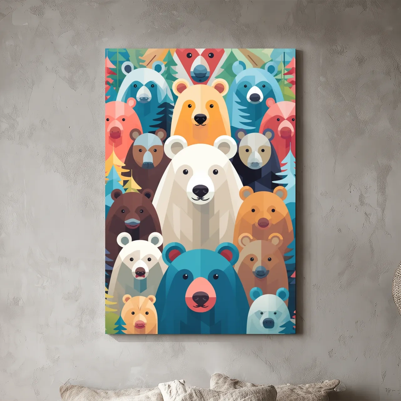Colorful Bear Family Collage - Childrens Nursery Wildlife Wall Art