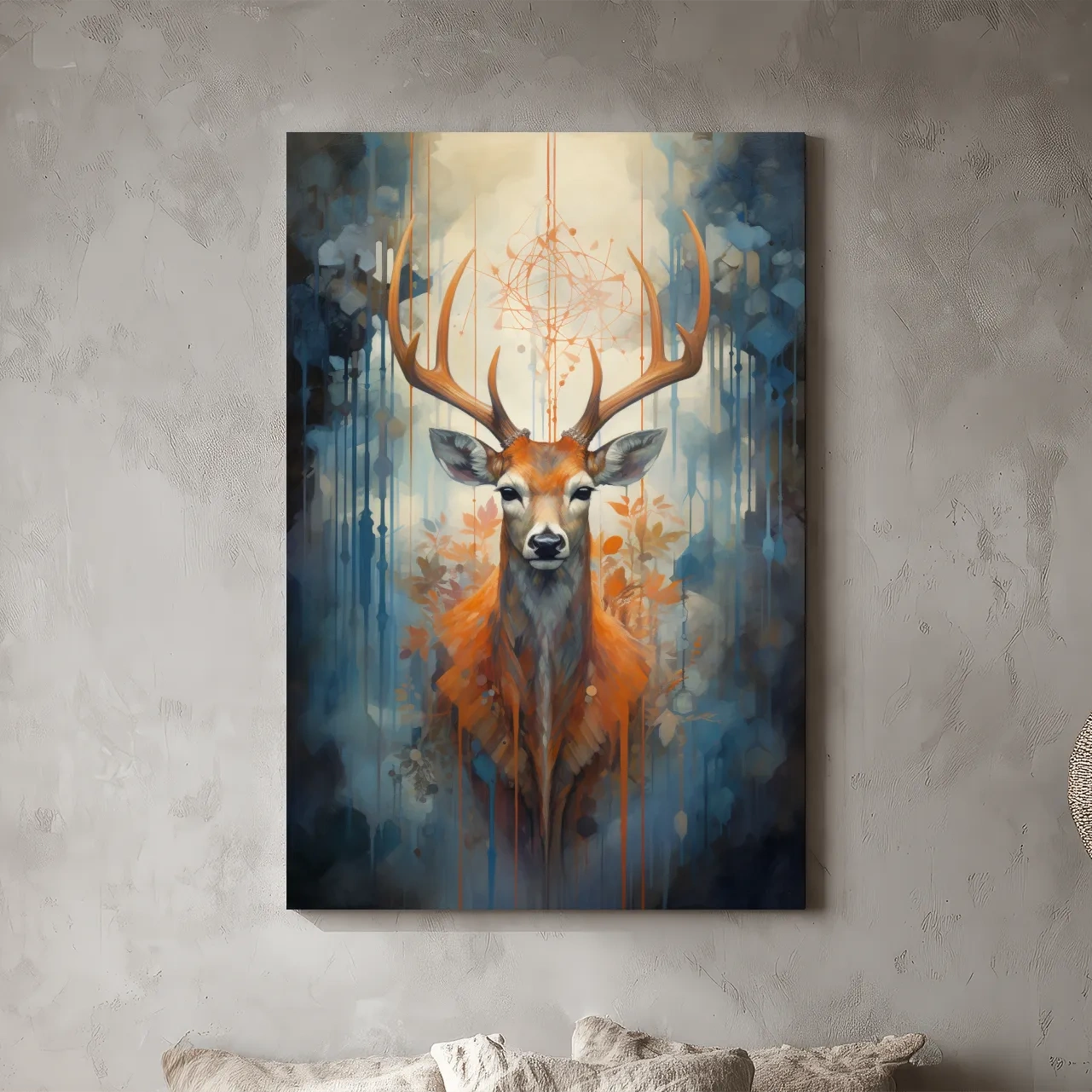 Majestic Stag Portrait - Abstract Wildlife Painting Wall Art