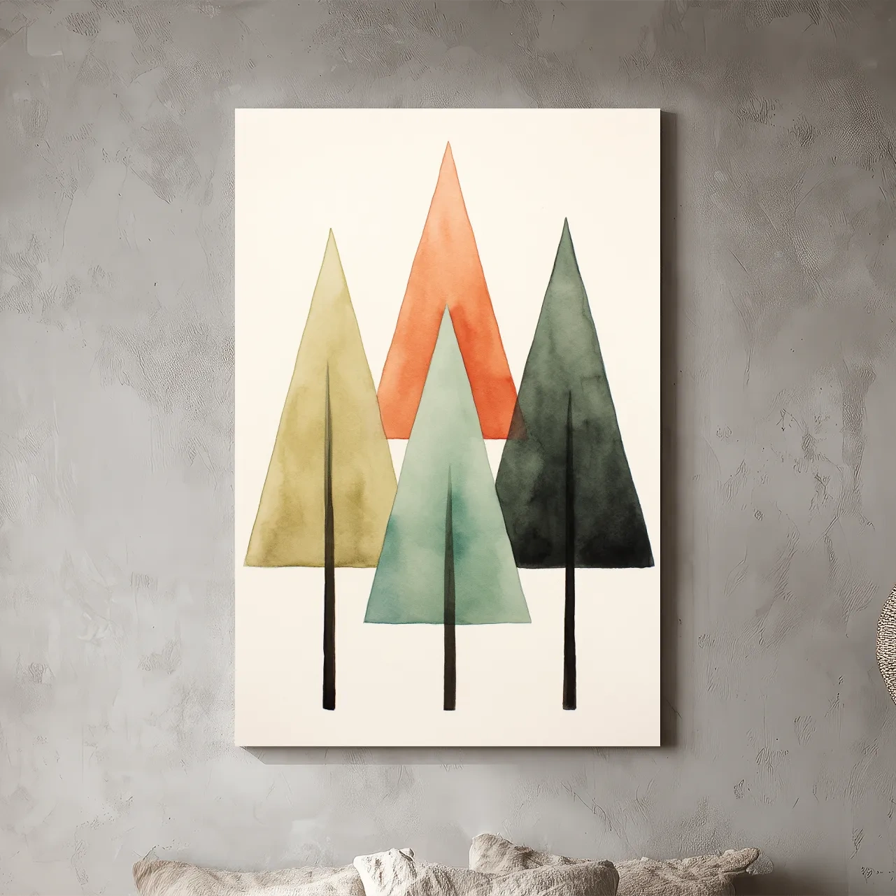 Minimalist Watercolor Pine Tree Trio - Scandinavian Forest Wall Art