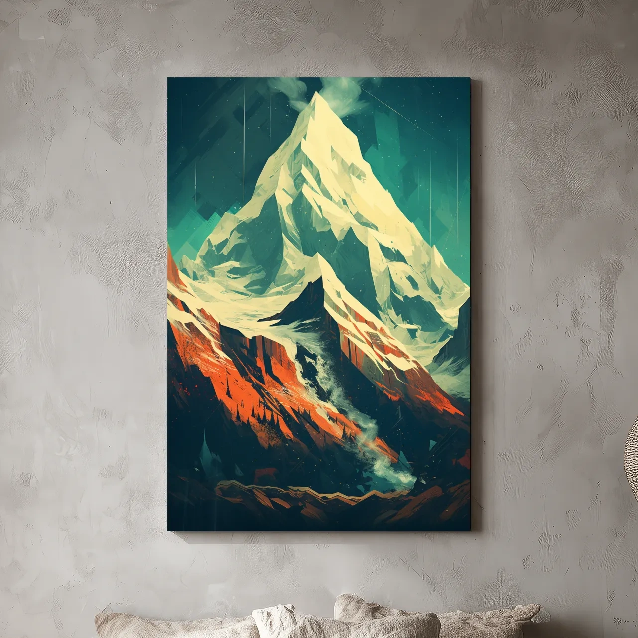 Retro Geometric Glacier Mountain Peak Artwork - Alpine Landscape Wall Art
