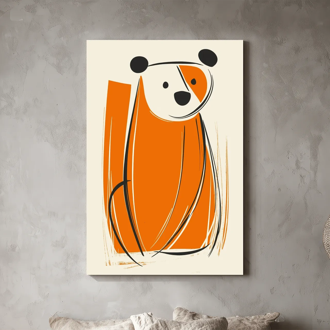 Minimalist Bear Caricature Illustration - Modern Nursery Wall Art
