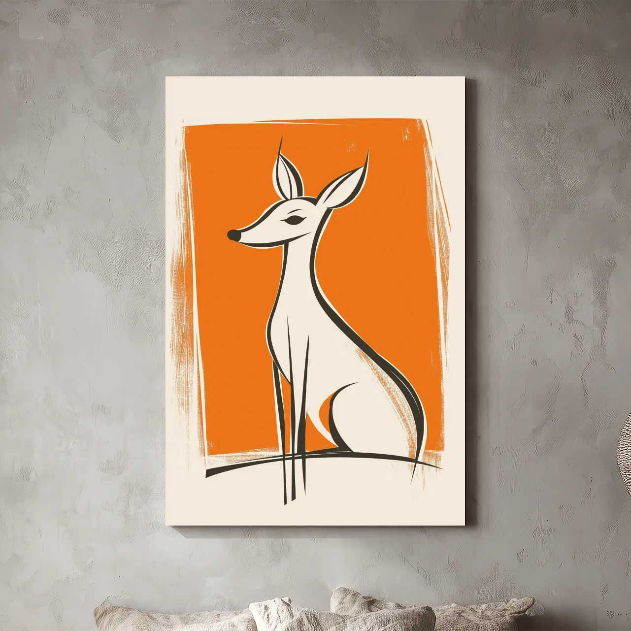 Stylized Deer Caricature Illustration - Mid Century Modern Wildlife Wall Art