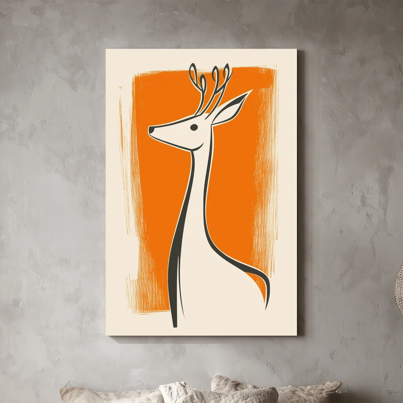 Minimalist Deer Caricature Illustration - Modern Wildlife Wall Art