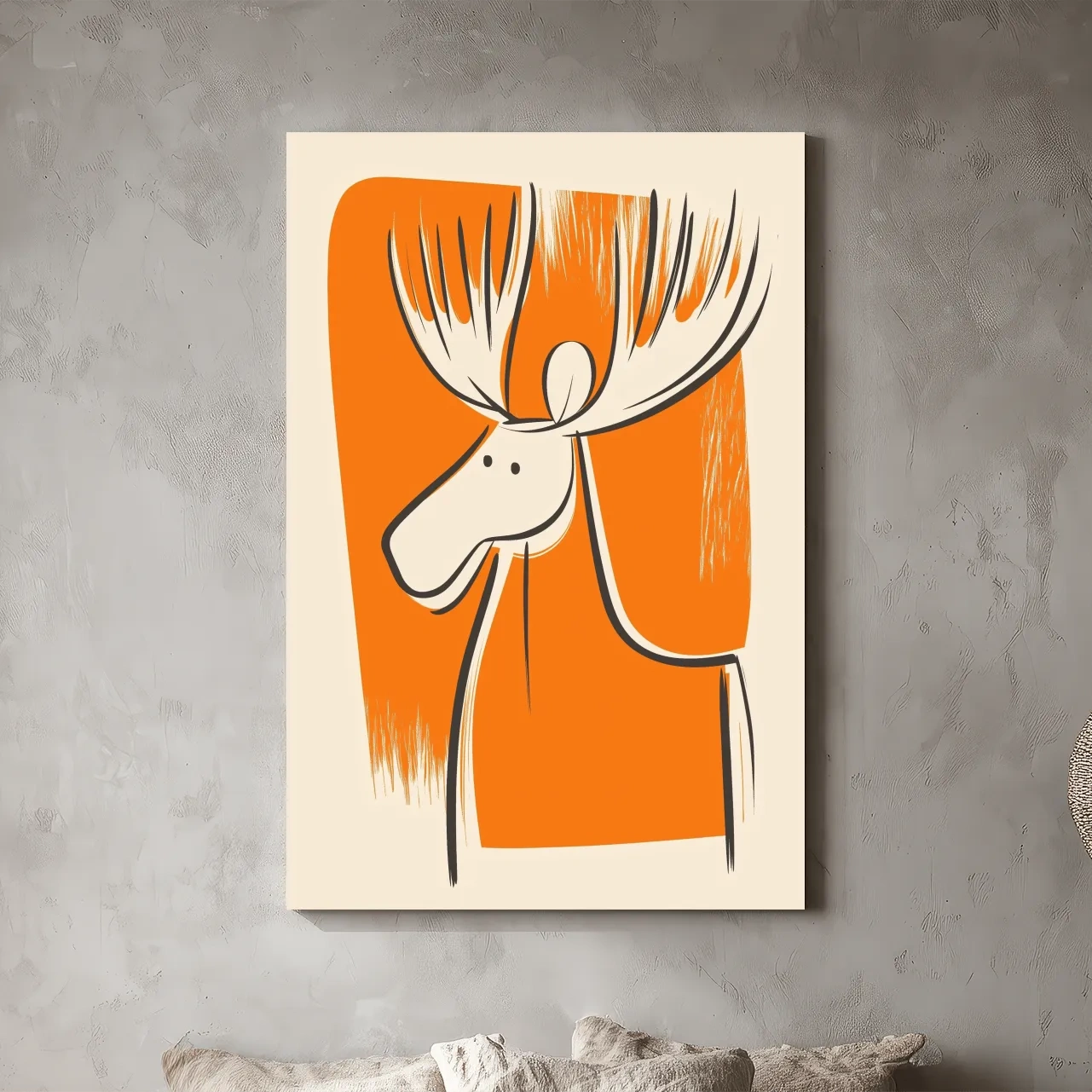 Minimalist Caricature Moose Illustration - Cartoon Wildlife Wall Art