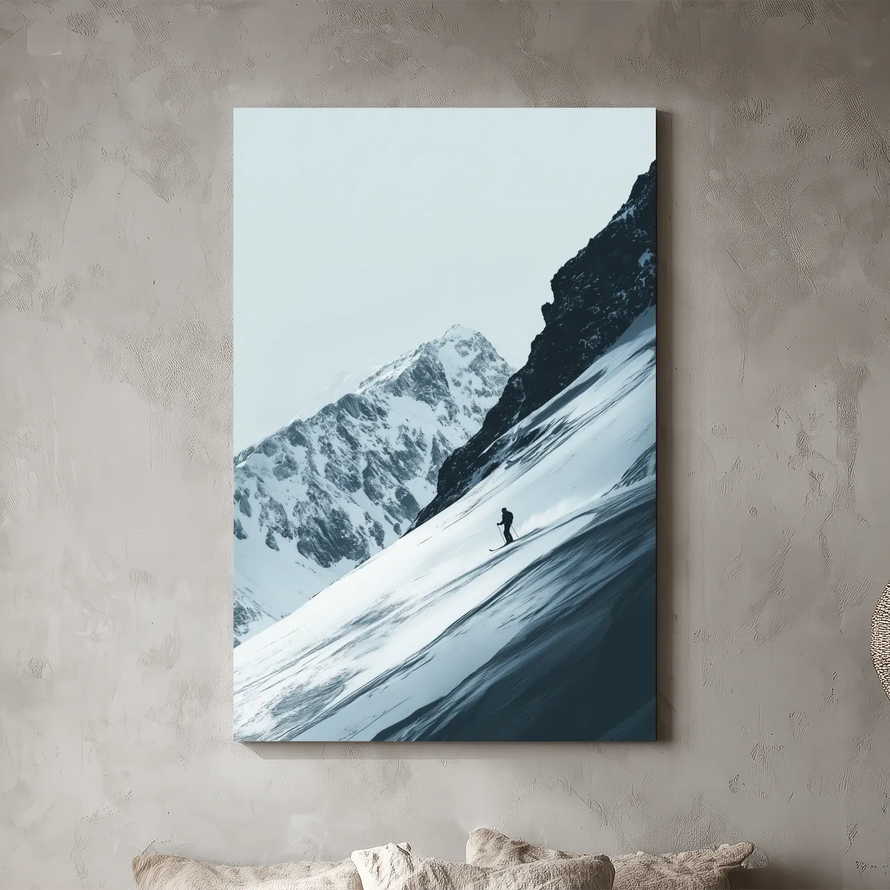 Snowy Alpine Skier Artwork - Minimalist Ski Wall Art