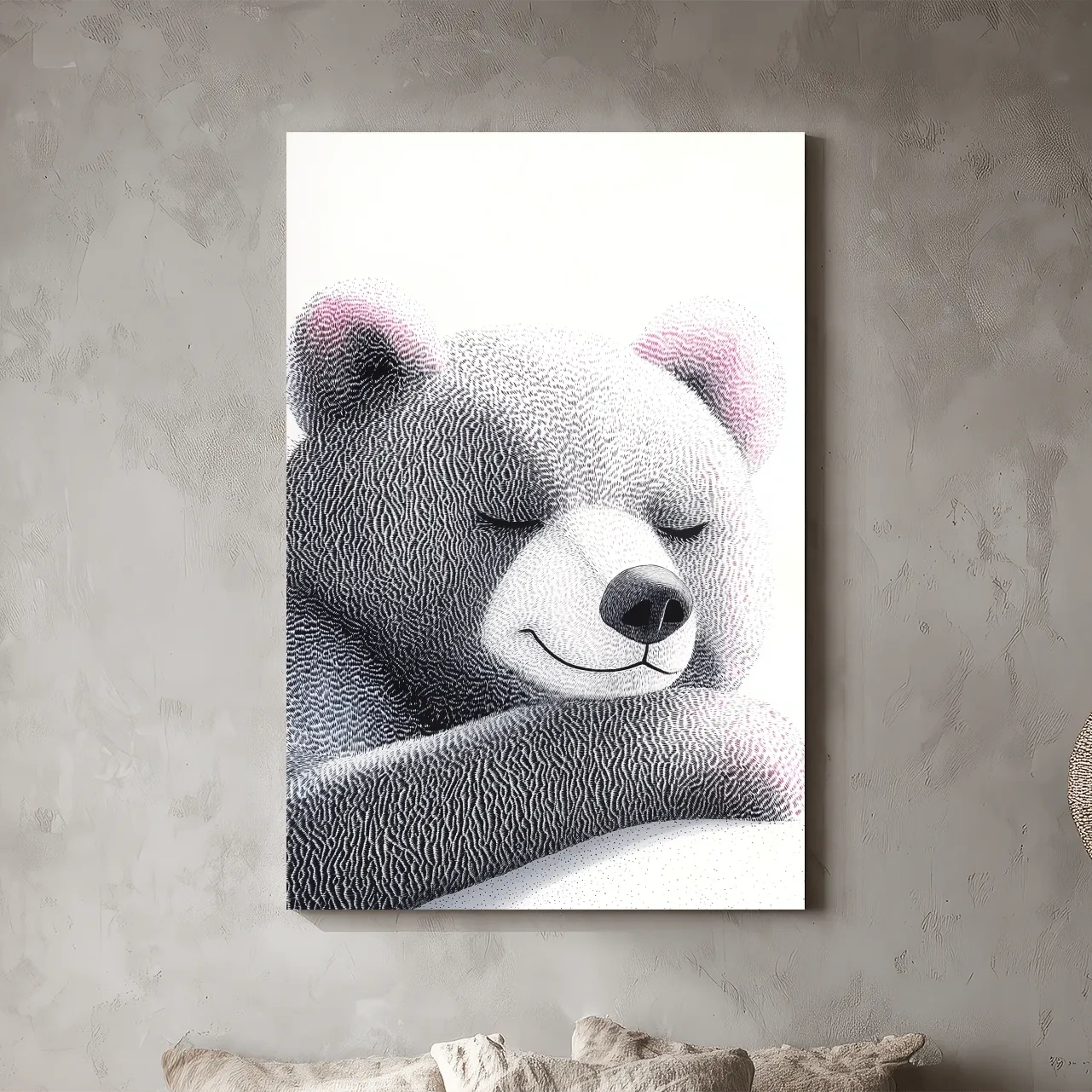 Cute Teddy Bear Illustration - Minimalist Nursery Animal Wall Art