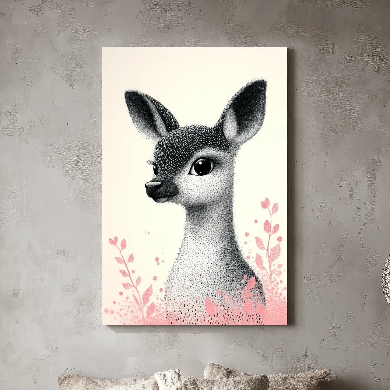 Cute Baby Deer Portrait Illustration - Childrens Nursery Animal Wall Art