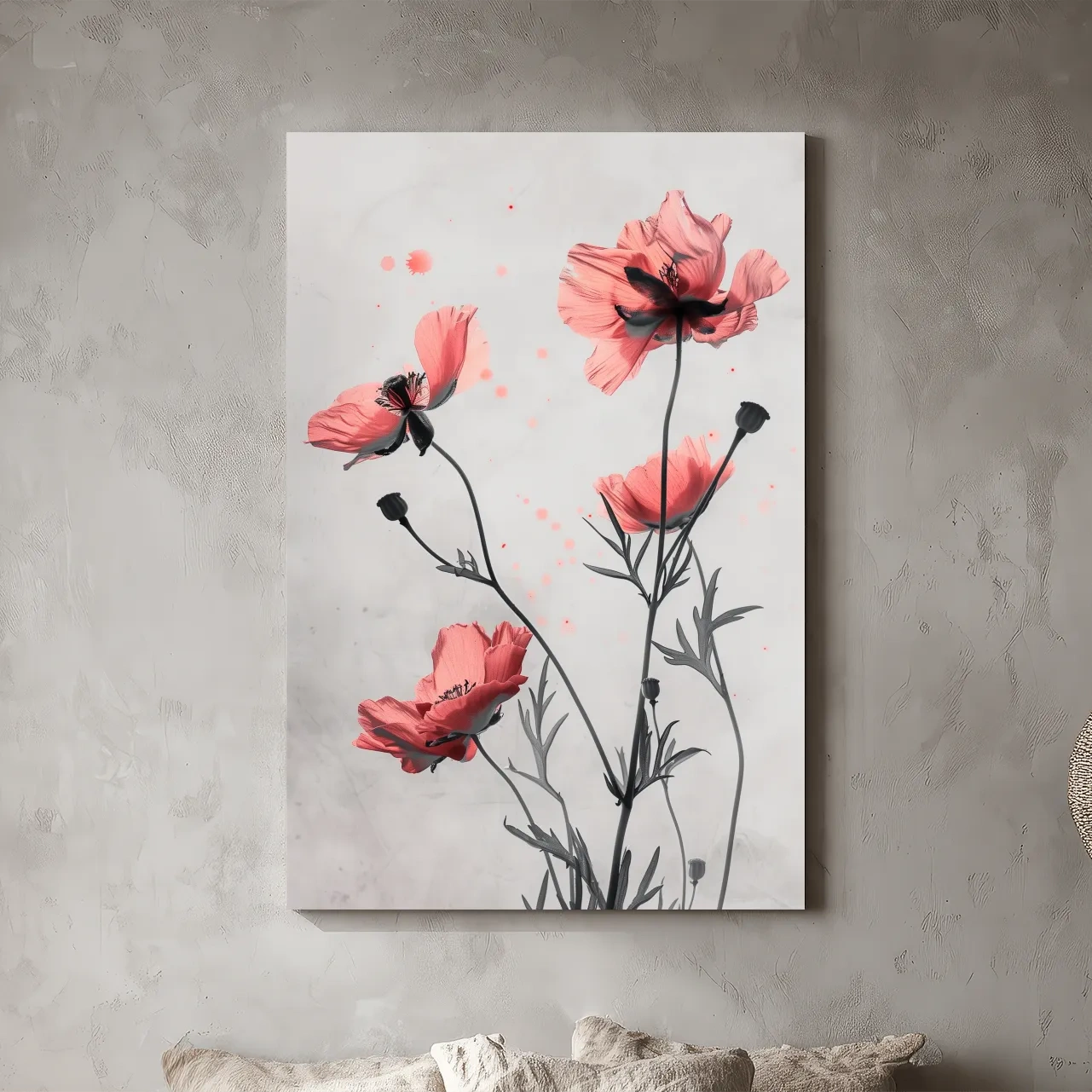 Poppy Flowers Watercolor Illustration - Minimalist Botanical Wall Art