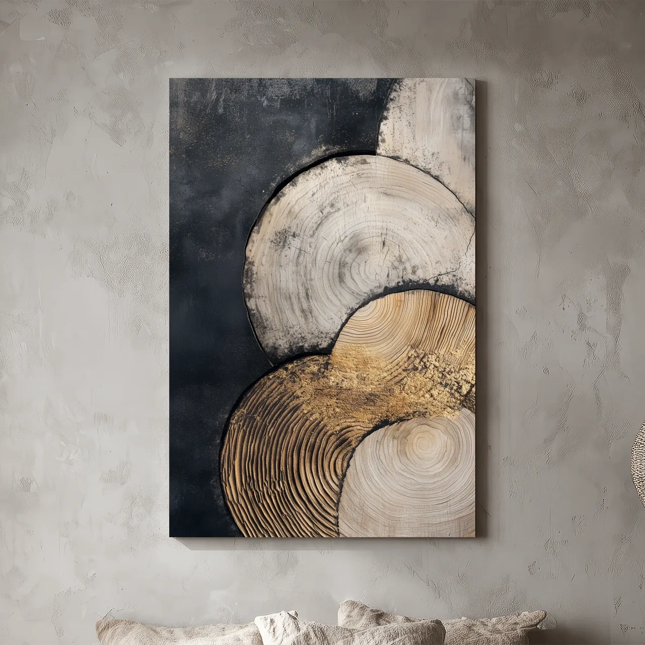 Abstract Wood Grain Texture Circles - Modern Geometric Wall Art