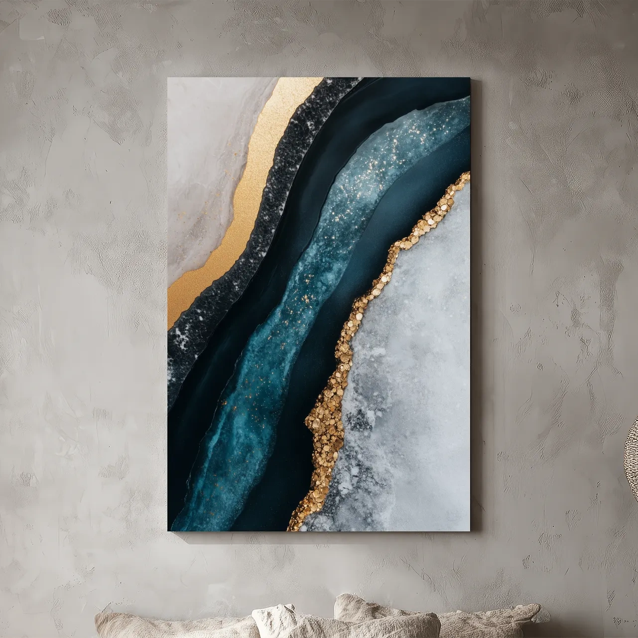 Elegant Gold Natural Geode Abstract - Modern Resin Style Wall Art