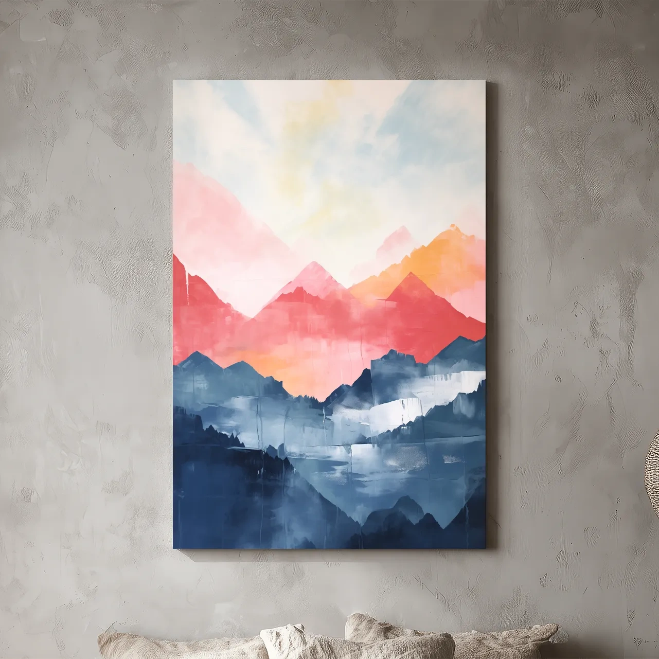 Colorful Abstract Mountain Sunrise Watercolor - Vibrant Pastel Landscape Wall Art