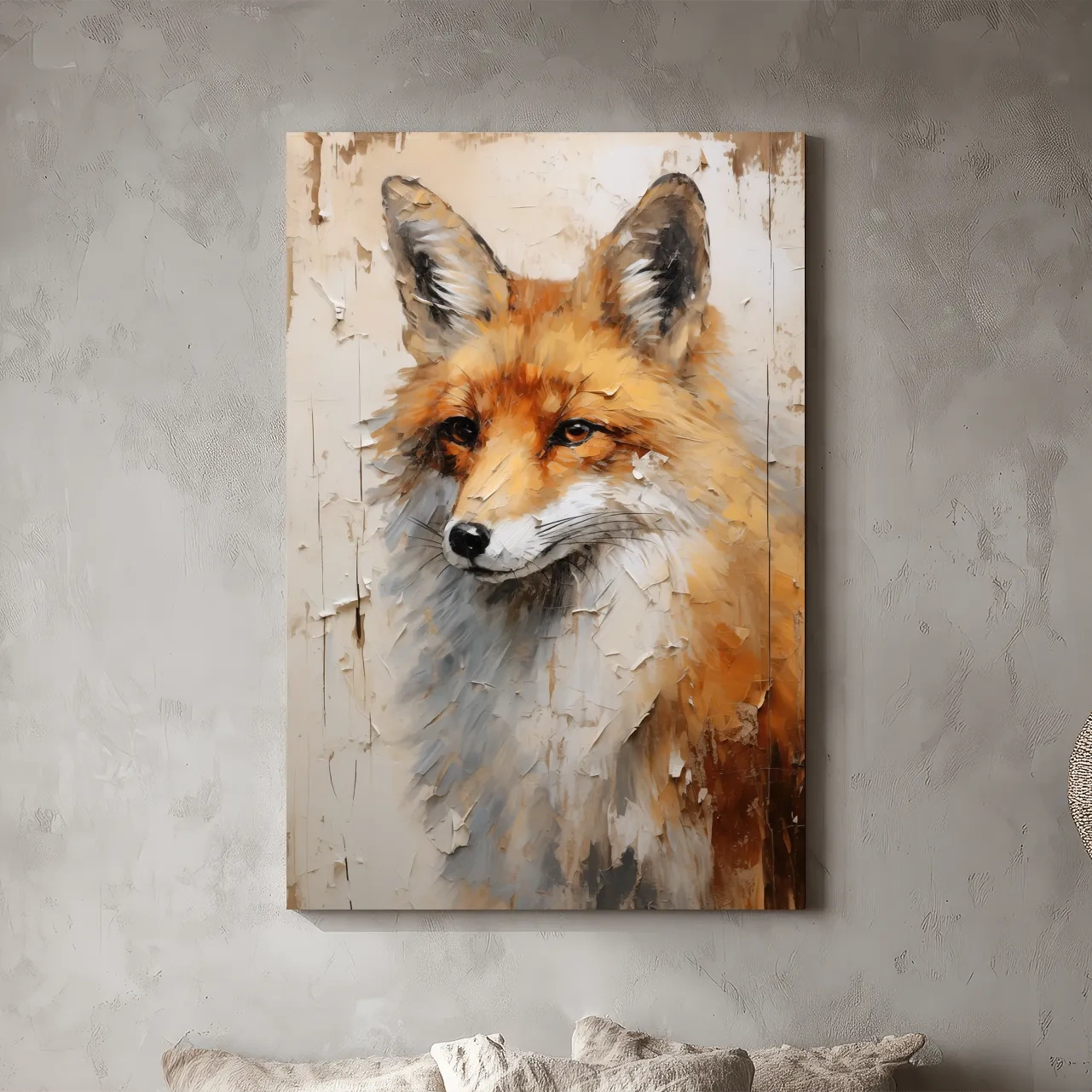 Fox Portrait Painting - Rustic Wildlife Wall Art Print