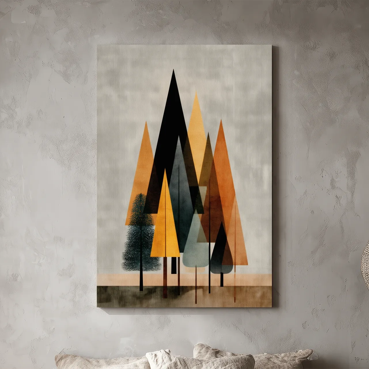 Minimalist Geometric Pine Tree Forest - Mid Century Modern Scandinavian Wall Art