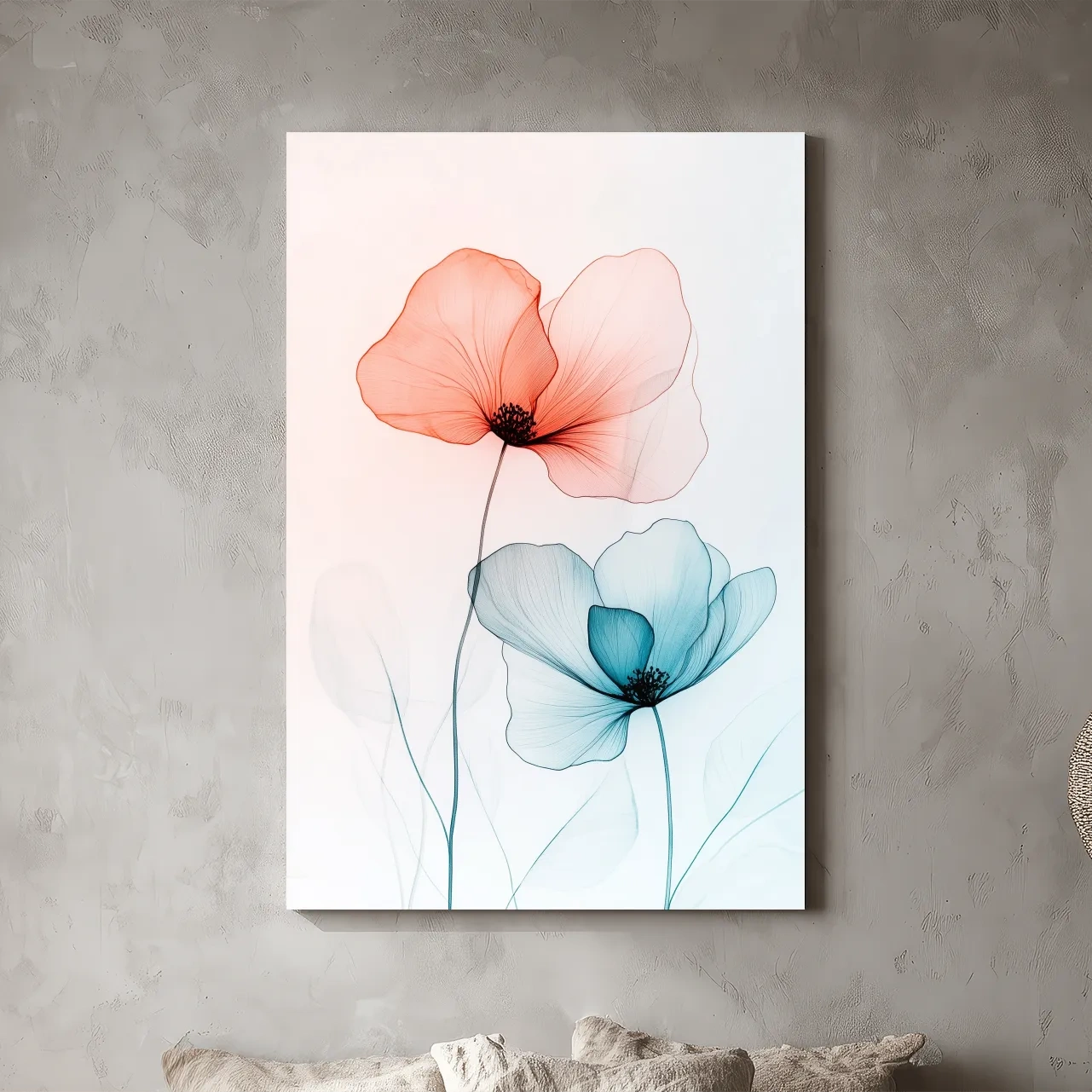 Minimalist Poppy Watercolor Print - Modern Botanical Floral Wall Art