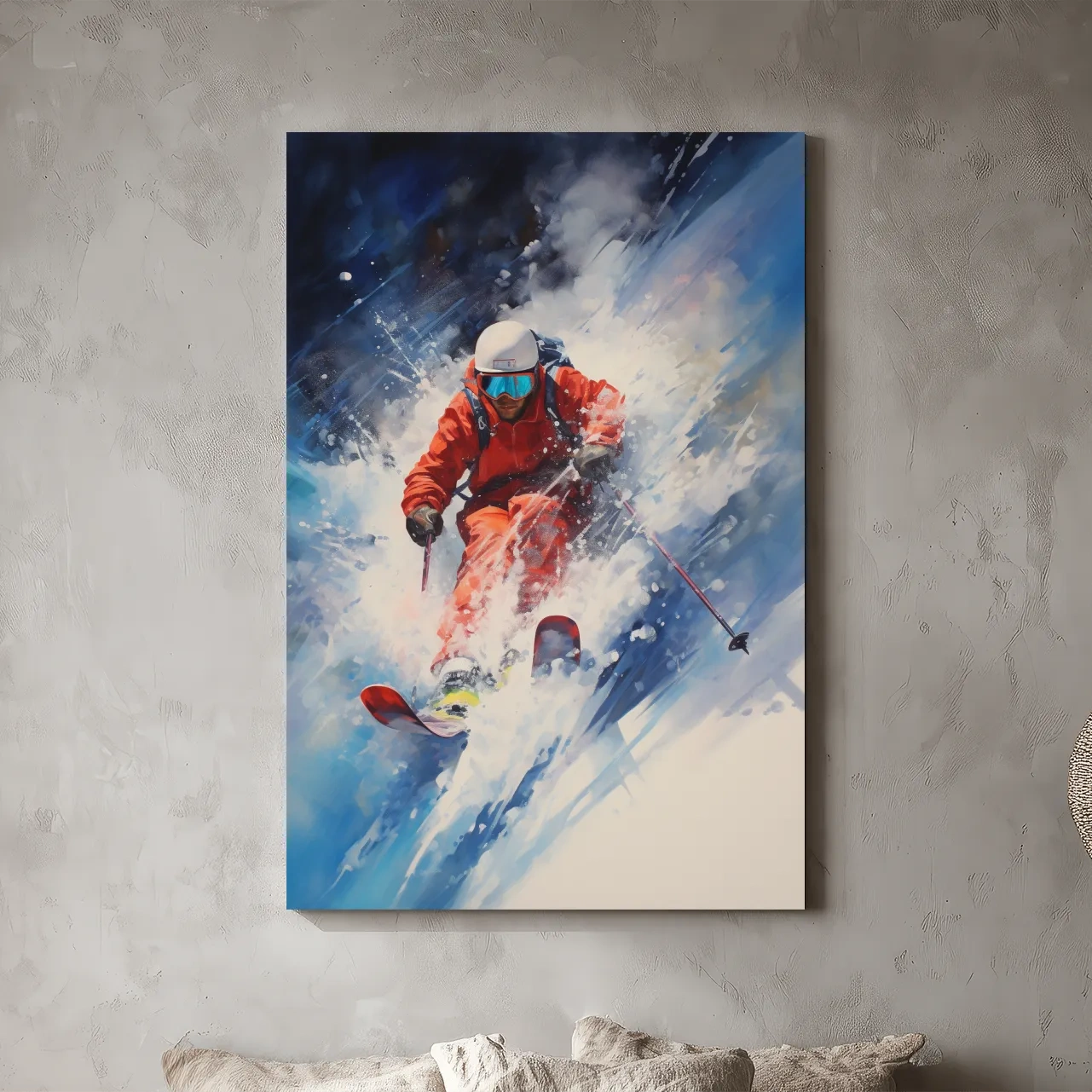 Powder Skier Dynamic Painting - Winter Sports Wall Art