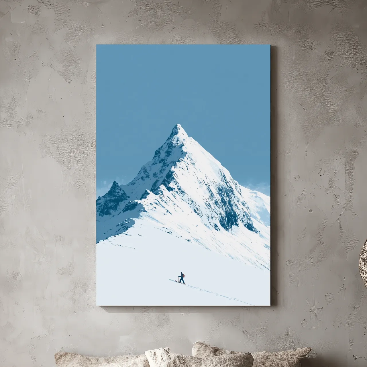 Snowy Alpine Peak Backcountry Skier - Minimalist Mountain Wall Art