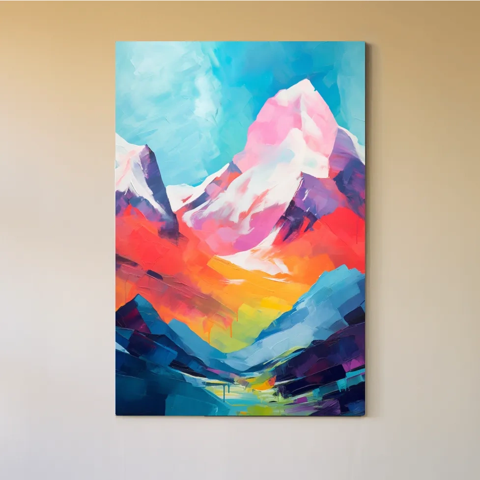 Colourful abstract mountain painting