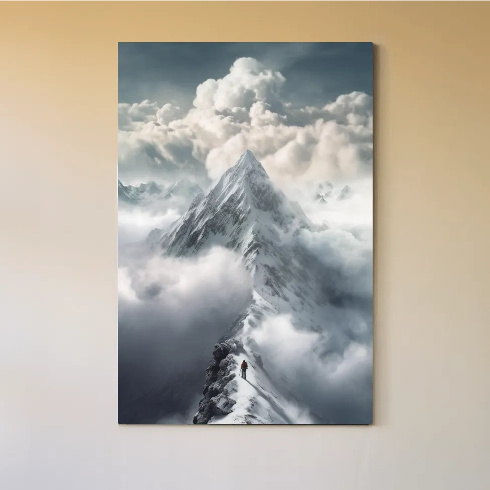Snowcapped Peak Above The Clouds - Dramatic Alpine Summit Wall Art