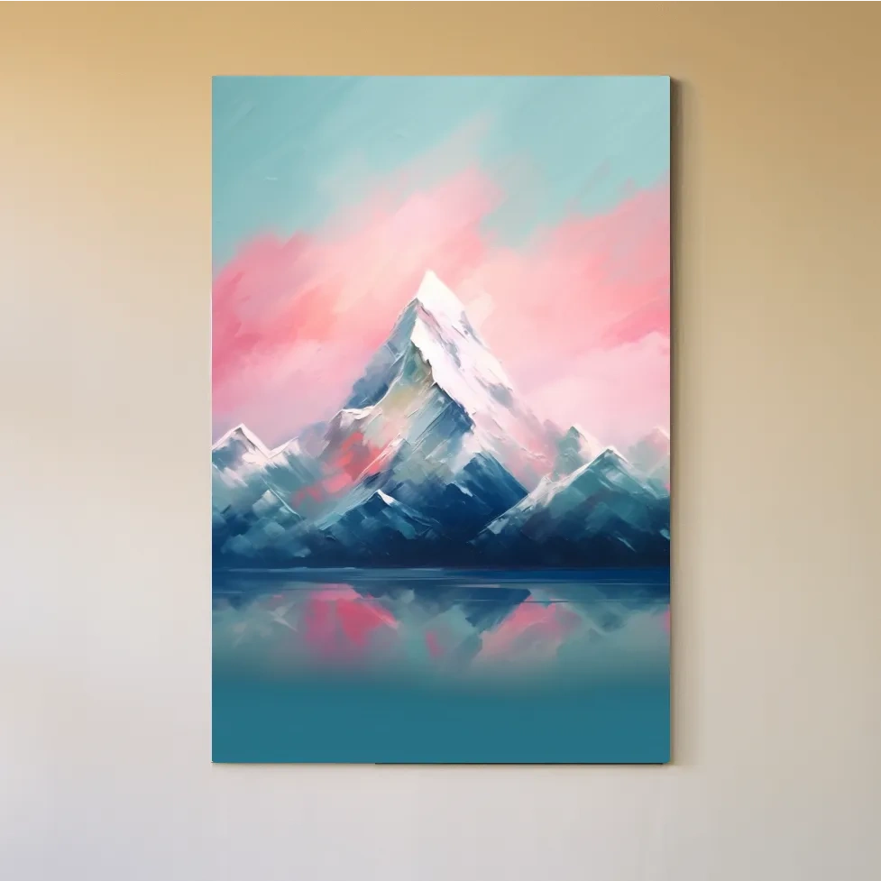 Abstract impressionist painting of a glacial lake