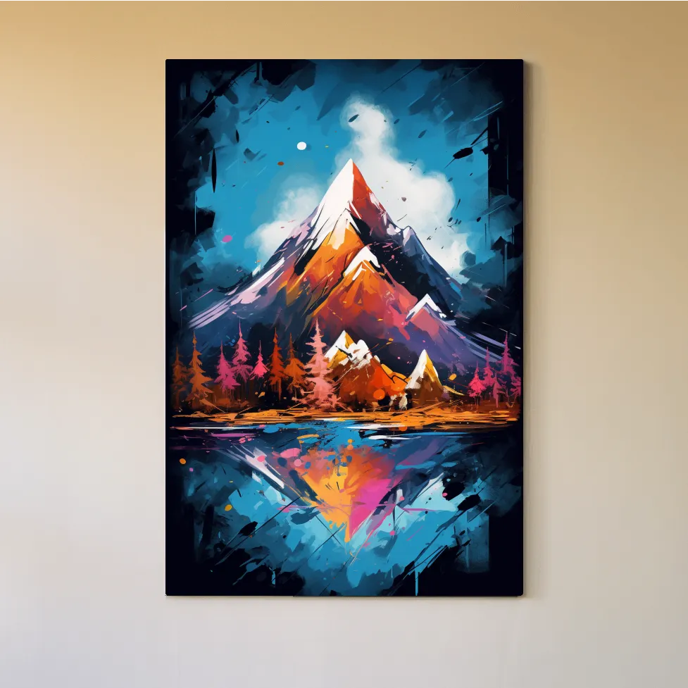 Abstract dynamic mountain painting