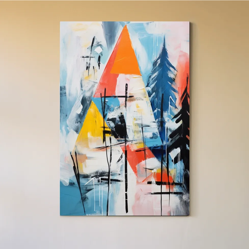 Abstract dripping mountain painting