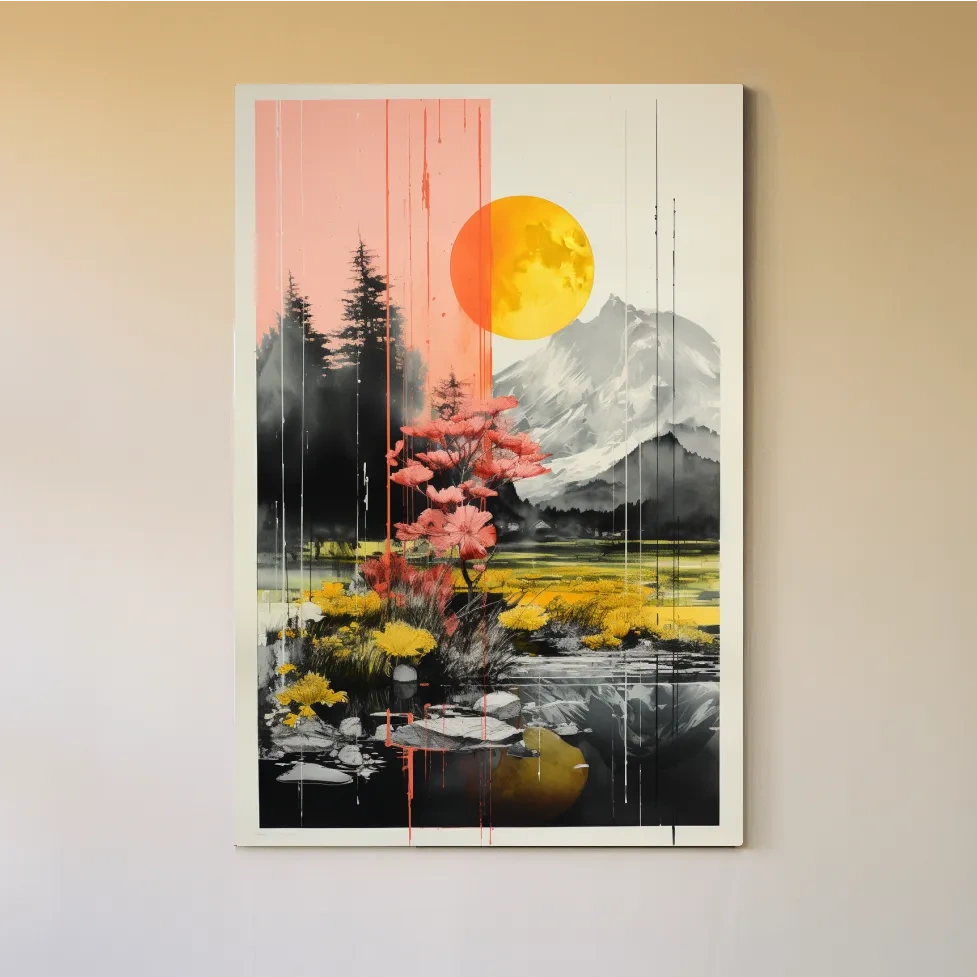 Colorful alpine flowers, illustrative artwork