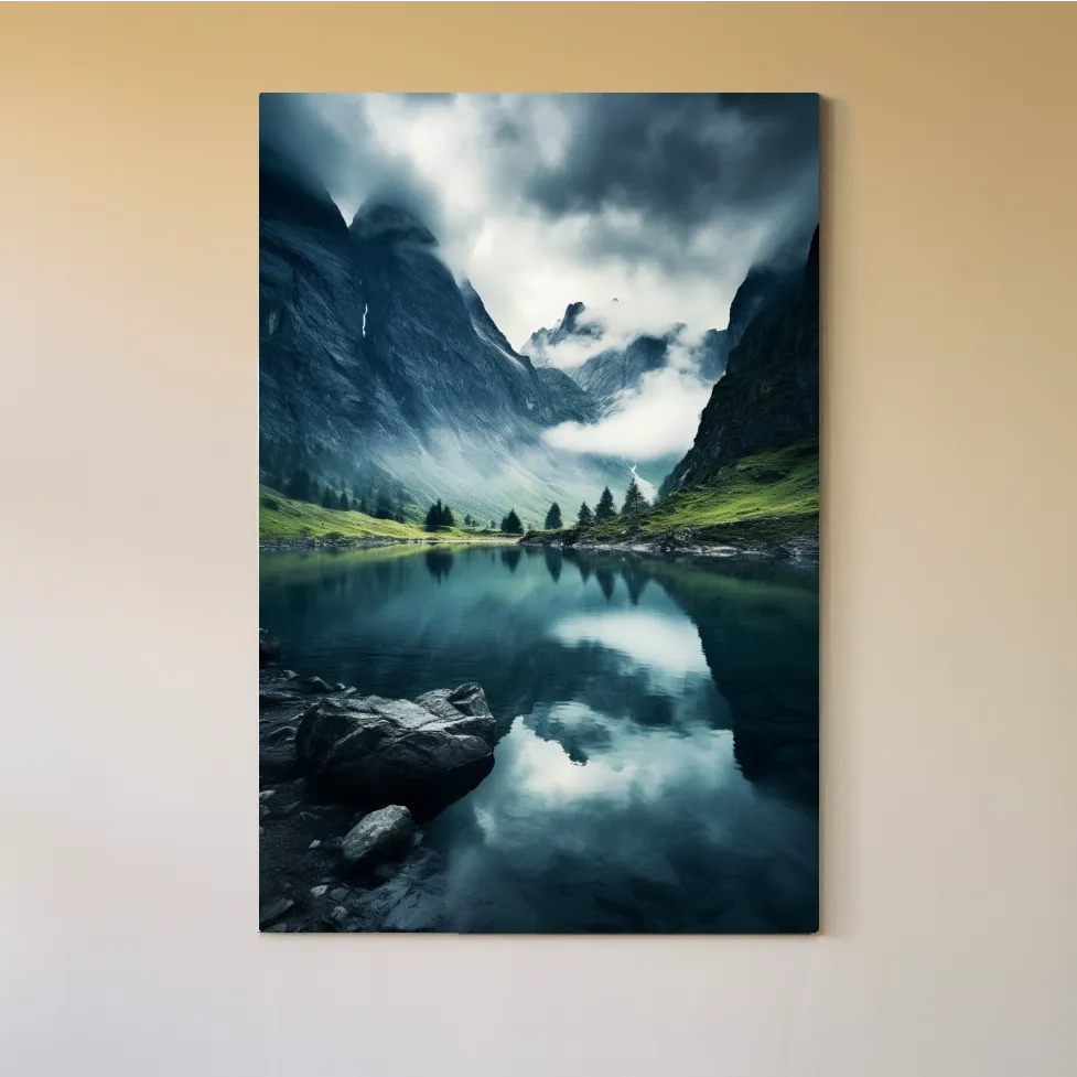 Photographic art, valley of morning mist