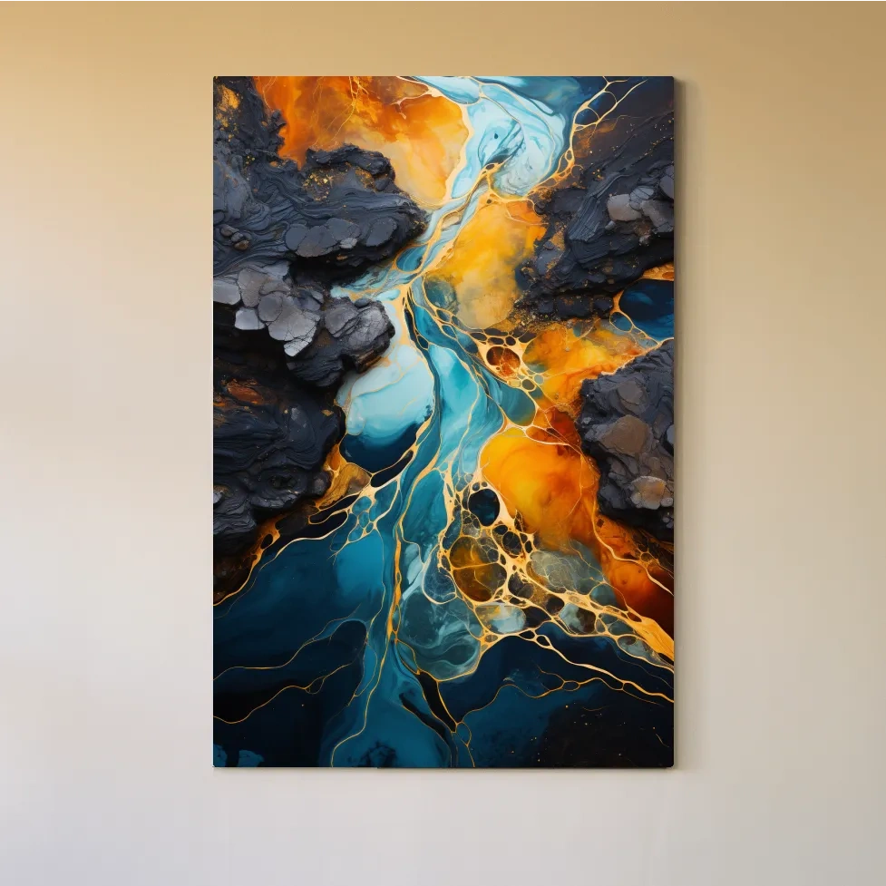 Elegant abstract art, river flowing through the rocks