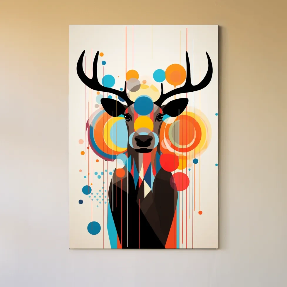 Abstract deer illustration, mid century style art