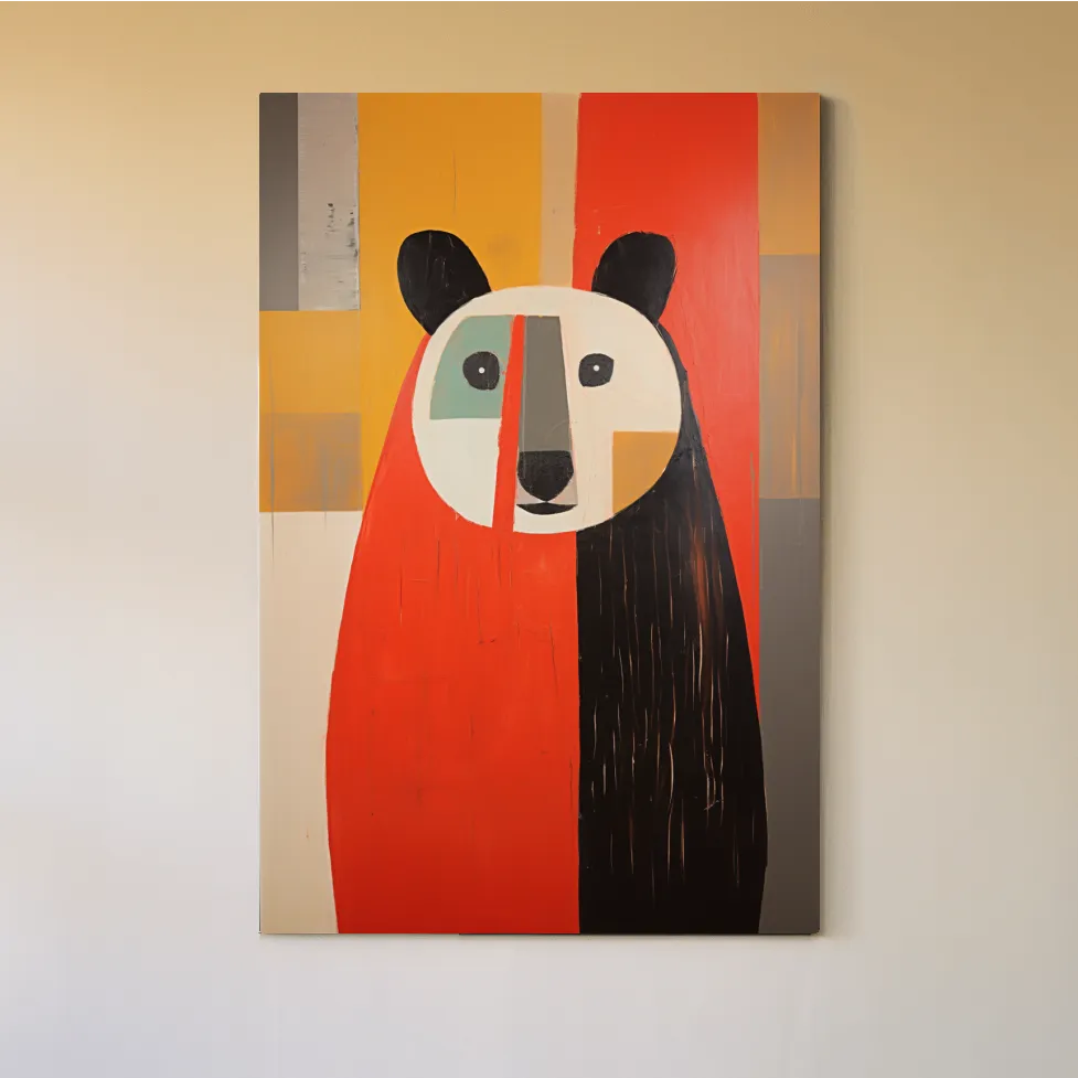 Quirky simplistic painting of a bear on wood