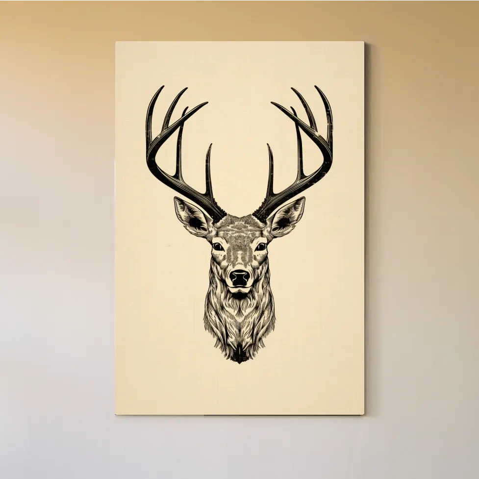 Sepia tone tattoo style illustration of a deers head